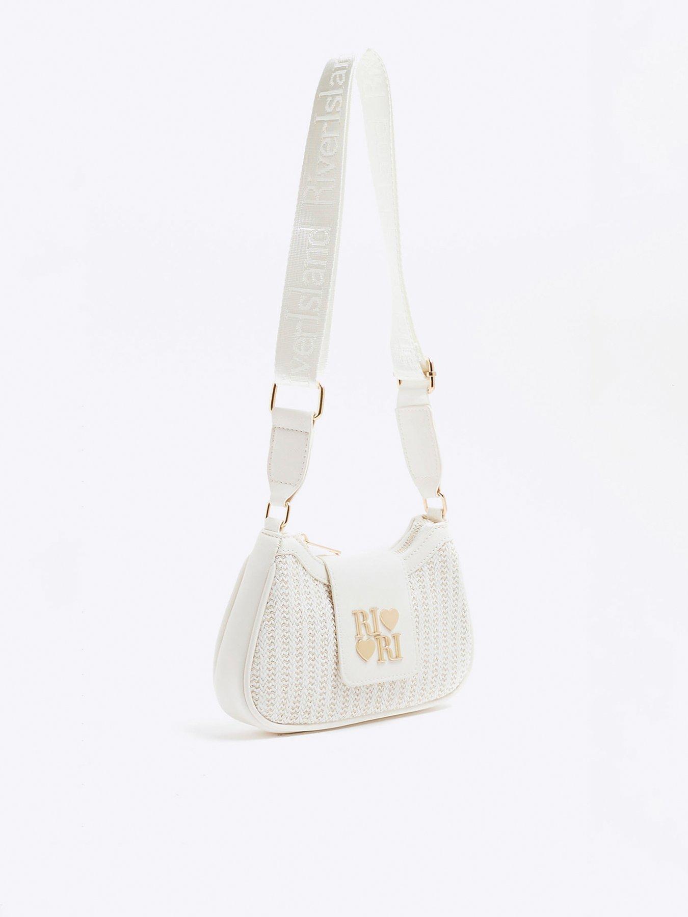 Image 3 of 5 of River Island Older Girls Raffia Cross Body Bag - White