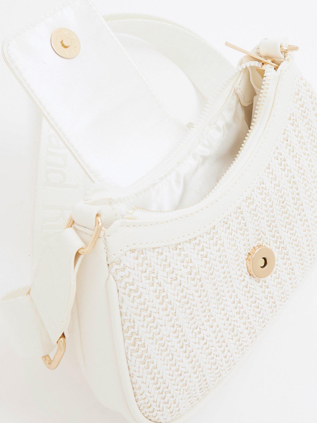 Image 5 of 5 of River Island Older Girls Raffia Cross Body Bag - White