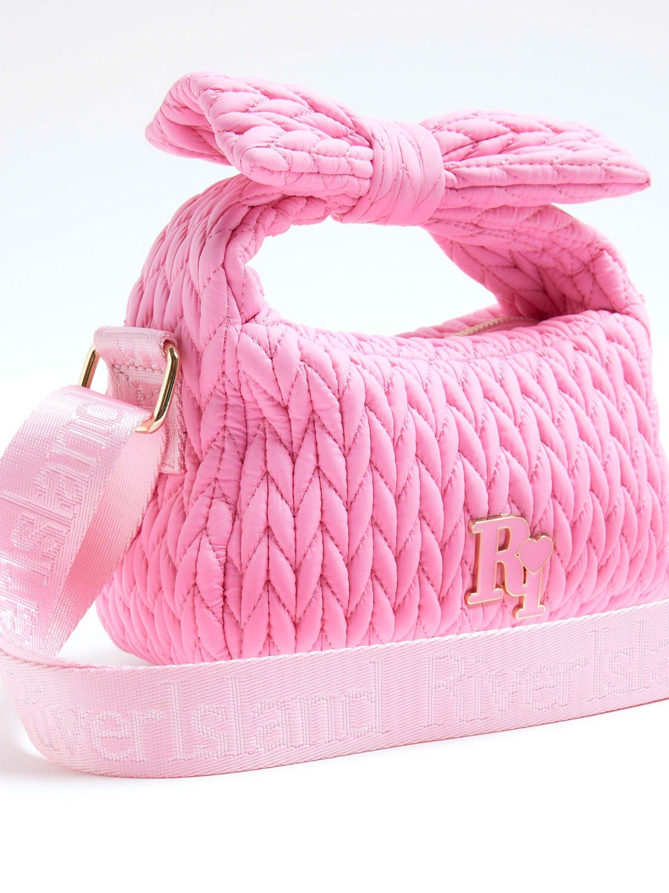 Image 2 of 5 of River Island Older Girls Weave Nylon Grab Bag - Pink