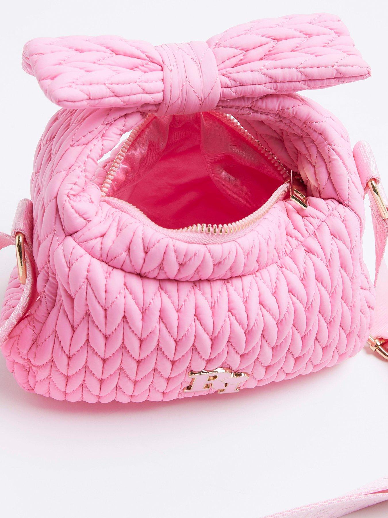 Image 5 of 5 of River Island Older Girls Weave Nylon Grab Bag - Pink