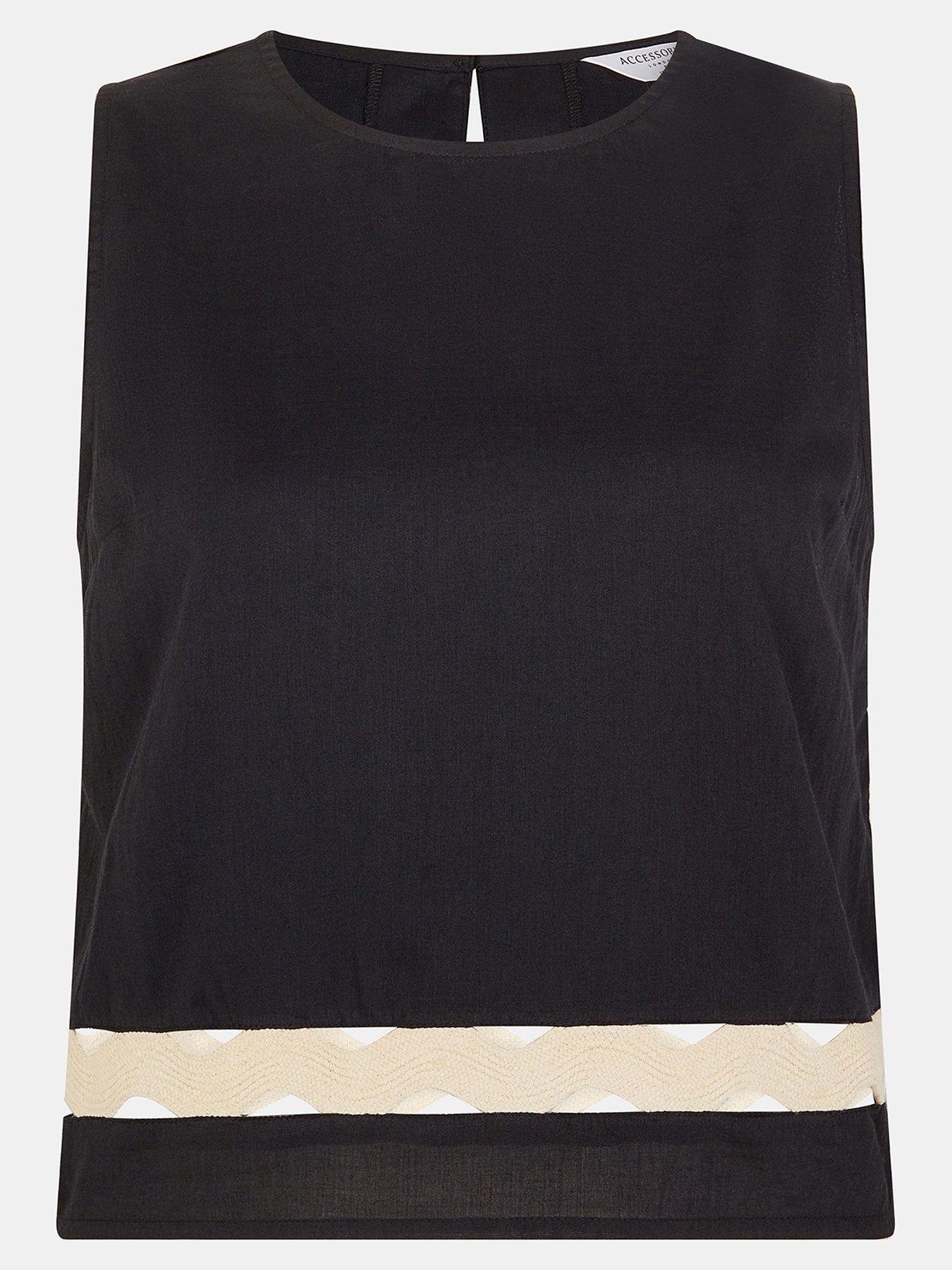 Accessorize Sleeveless Ric Rac Top - Black/White | Very