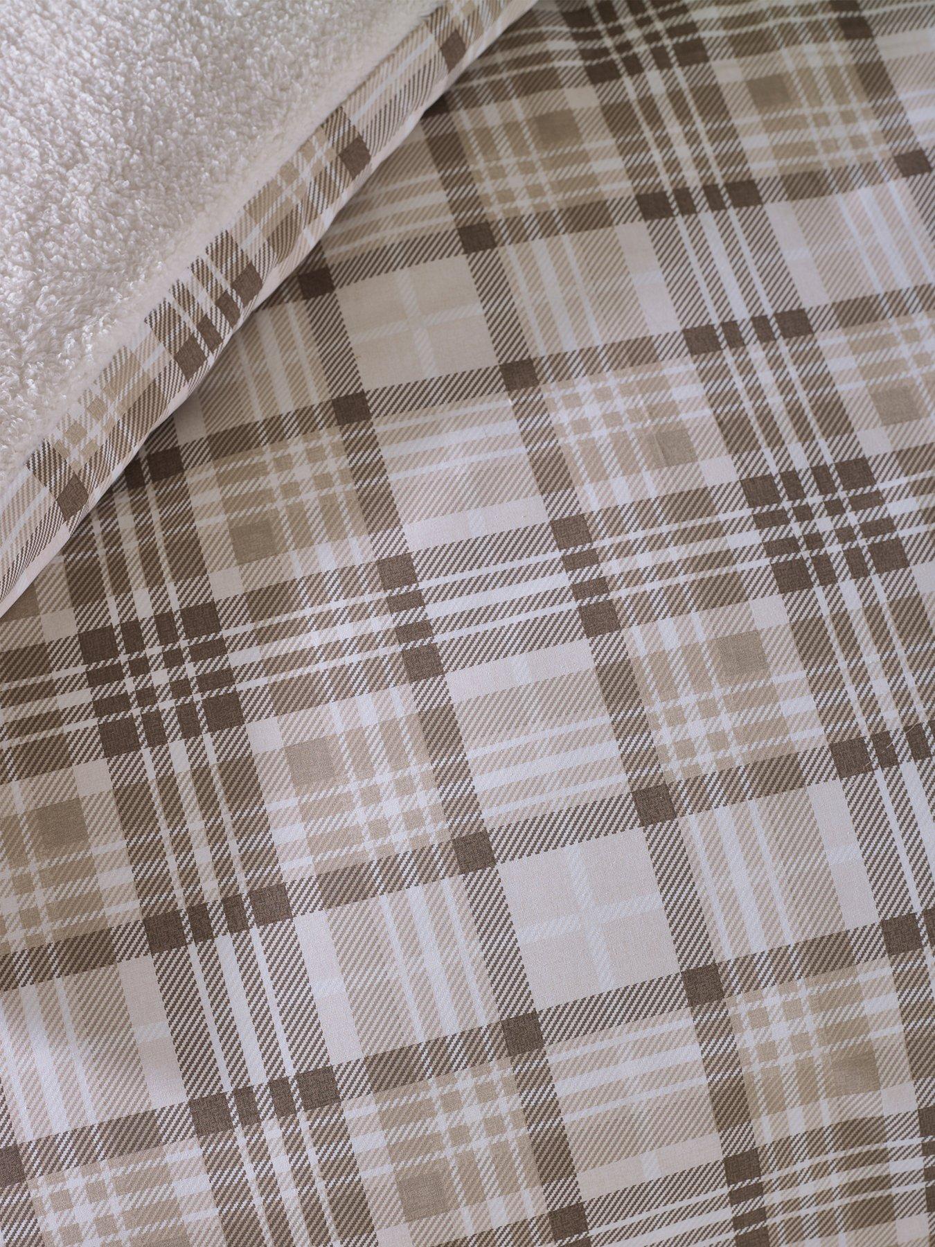 Image 5 of 5 of Catherine Lansfield Cosy Sherpa Check Duvet Set - Natural