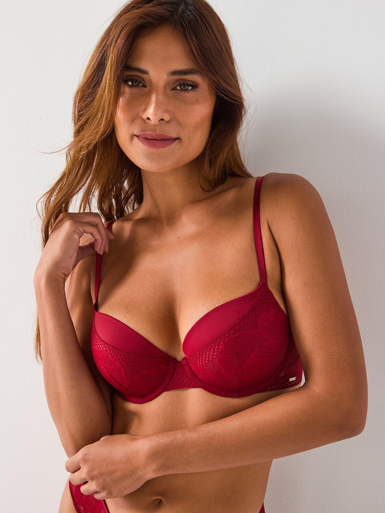 Image 1 of 6 of BOSS Push Up Lace Bra - Dark Red