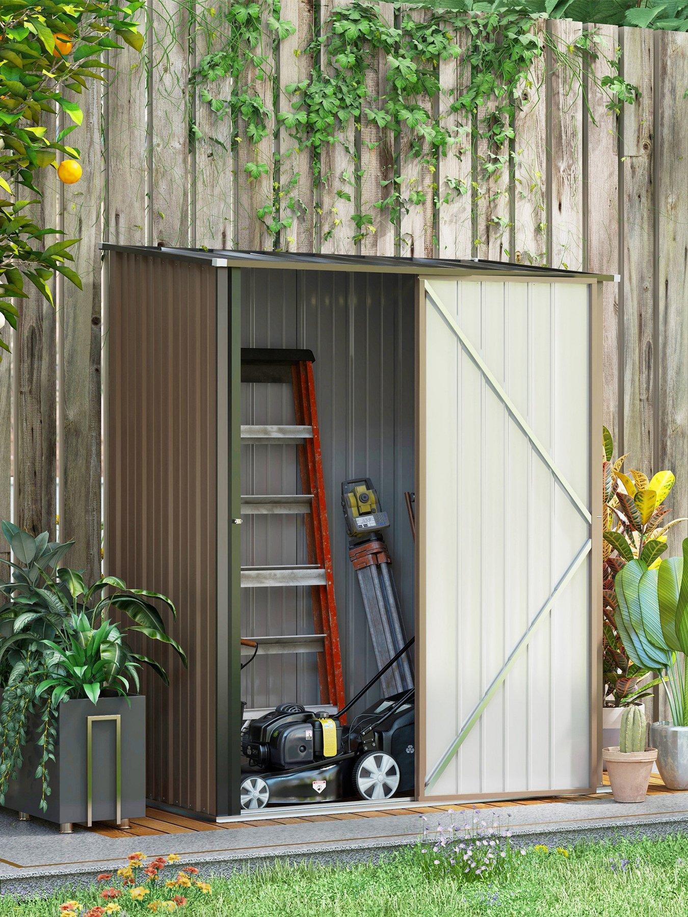 undefined Outdoor Storage Shed w/ Lockable Door for Garden, Brown