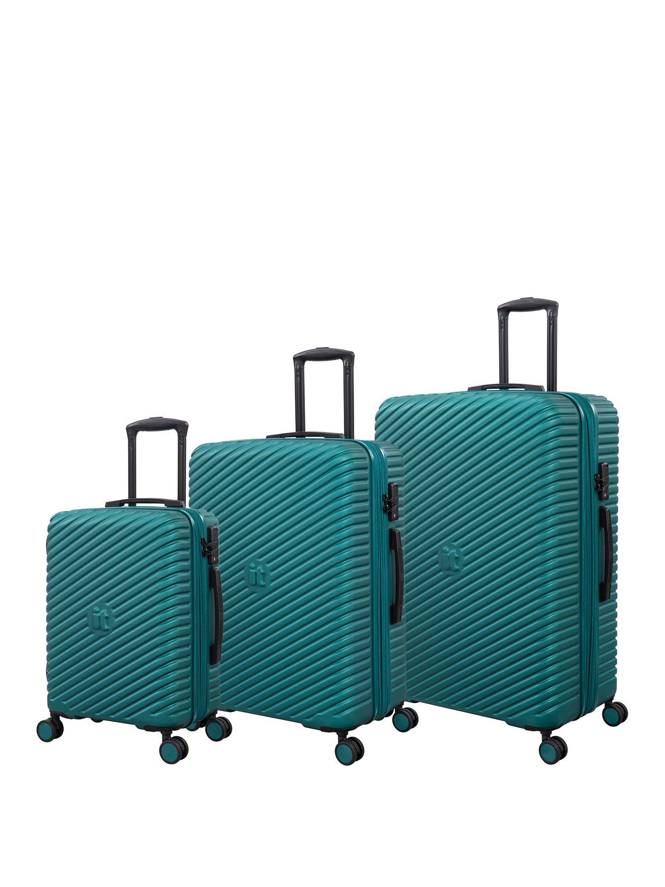 undefined IT Luggage Pleating Teal Green 3pc Suitcase Set