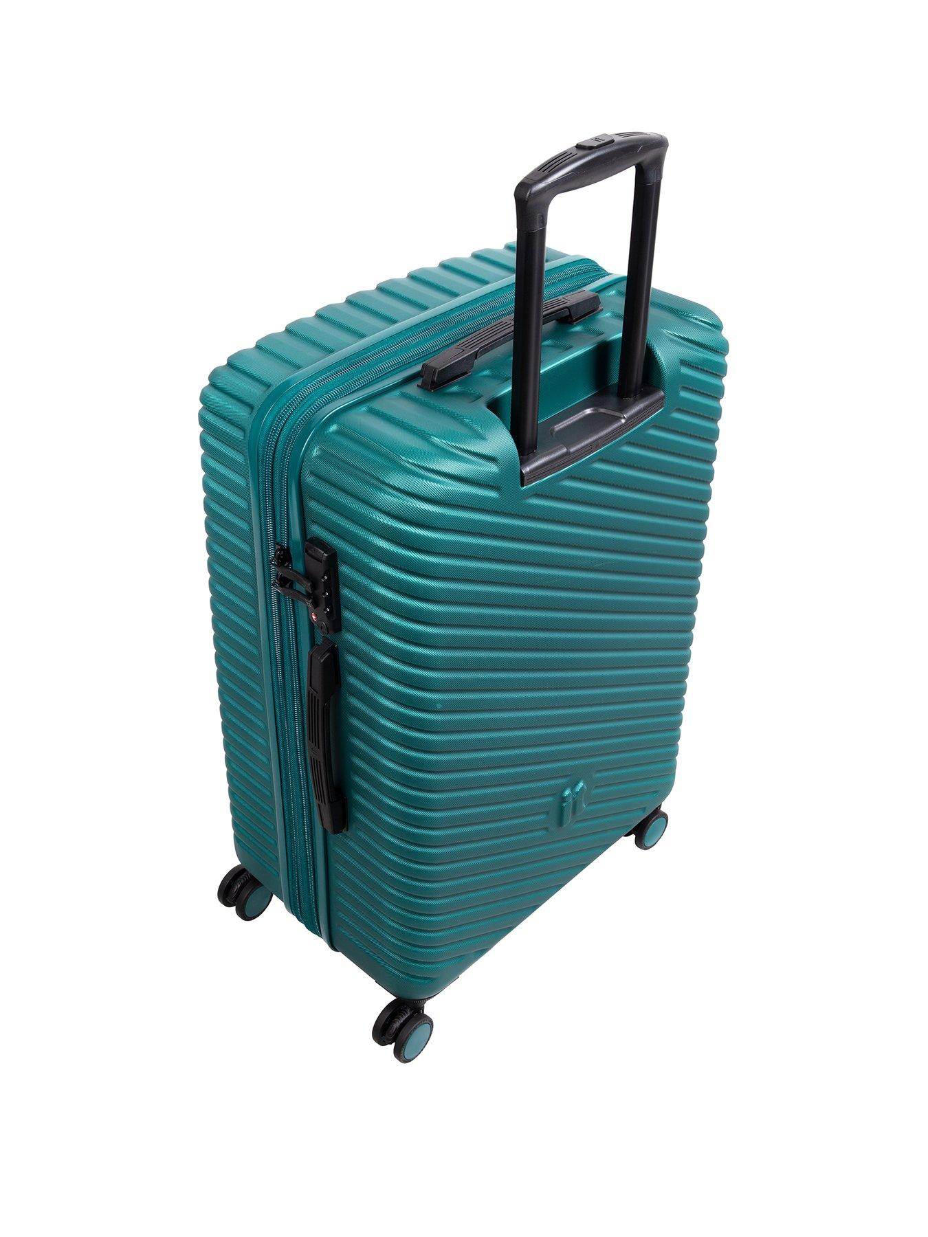 Image 2 of 7 of it Luggage Pleating Teal Green Medium Suitcase