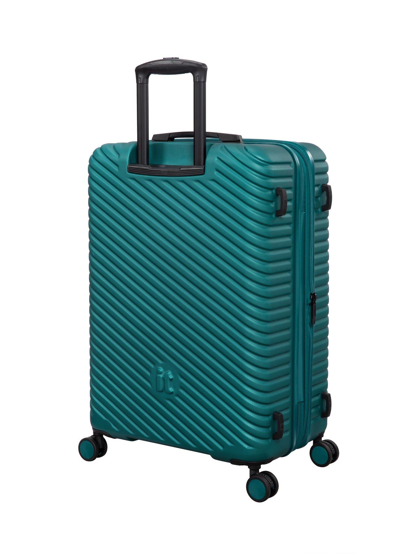 Image 3 of 7 of it Luggage Pleating Teal Green Medium Suitcase