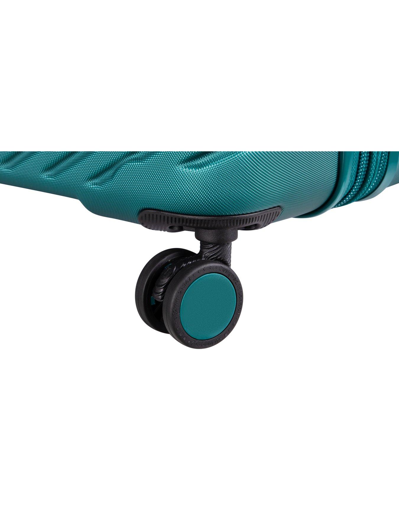 Image 6 of 7 of it Luggage Pleating Teal Green Medium Suitcase