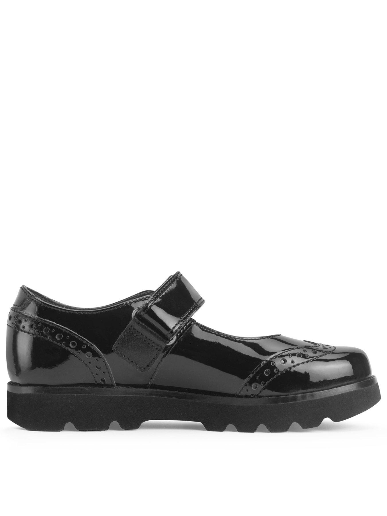 undefined Cosmos Girls Black Patent Mary Jane Riptape School Shoes