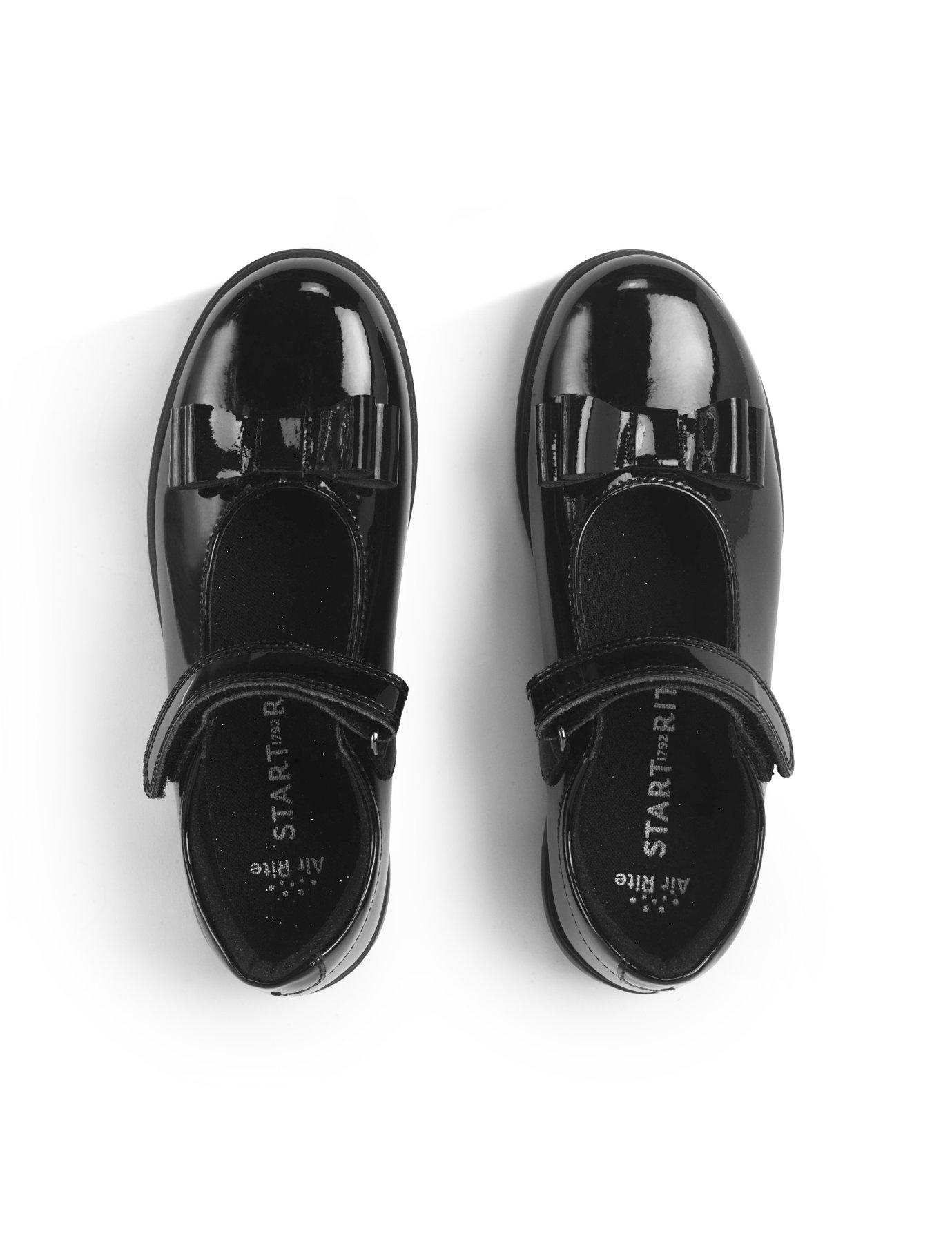 Image 6 of 6 of Start-rite Bella Girls Black Patent Mary Jane Bow Rip Tape School Shoes