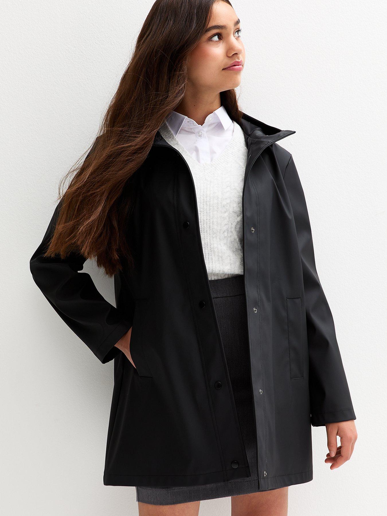 undefined Girls Black Hooded Unlined Jacket