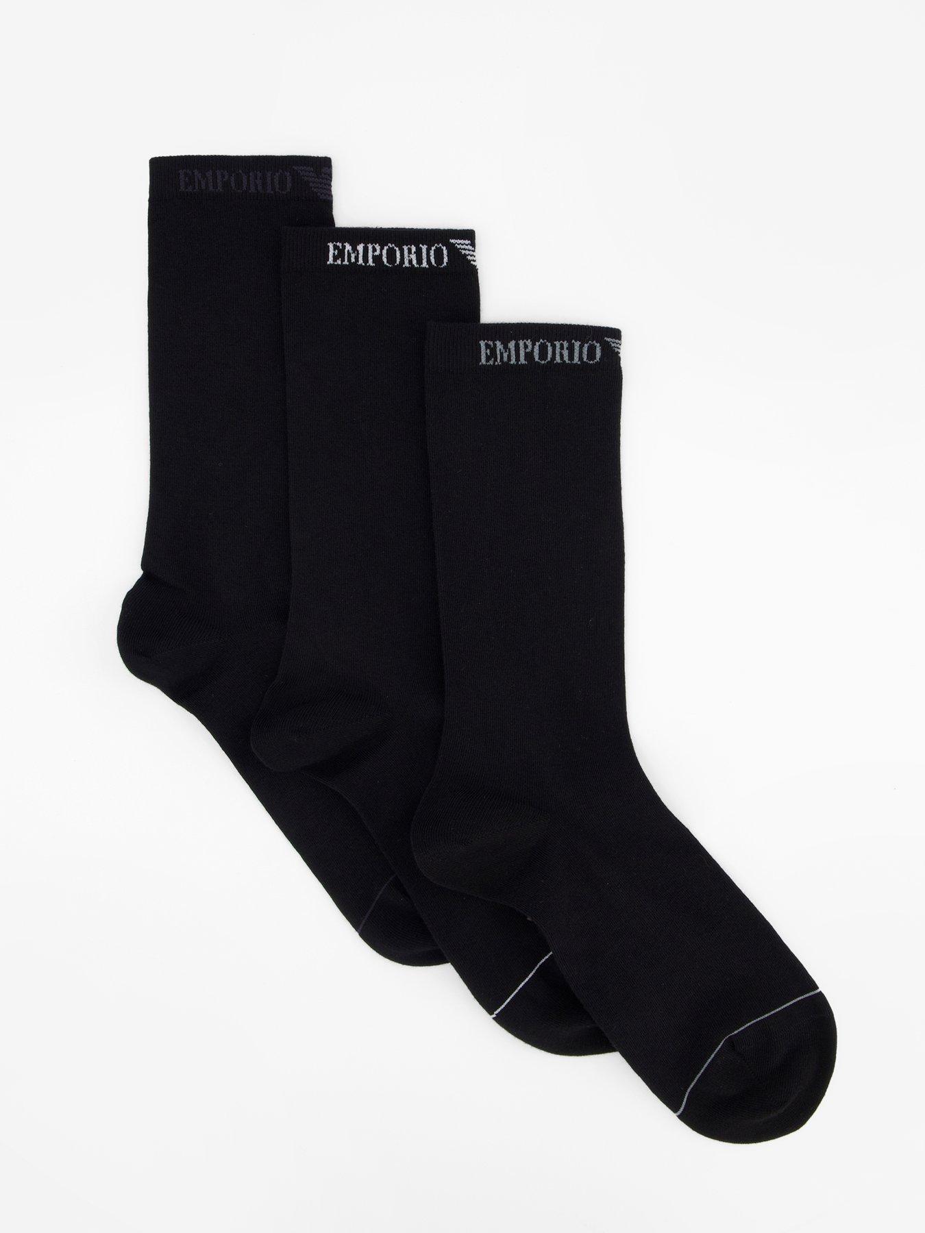 Emporio Armani Bodywear 3 Pack Trainer Liner Socks - Black