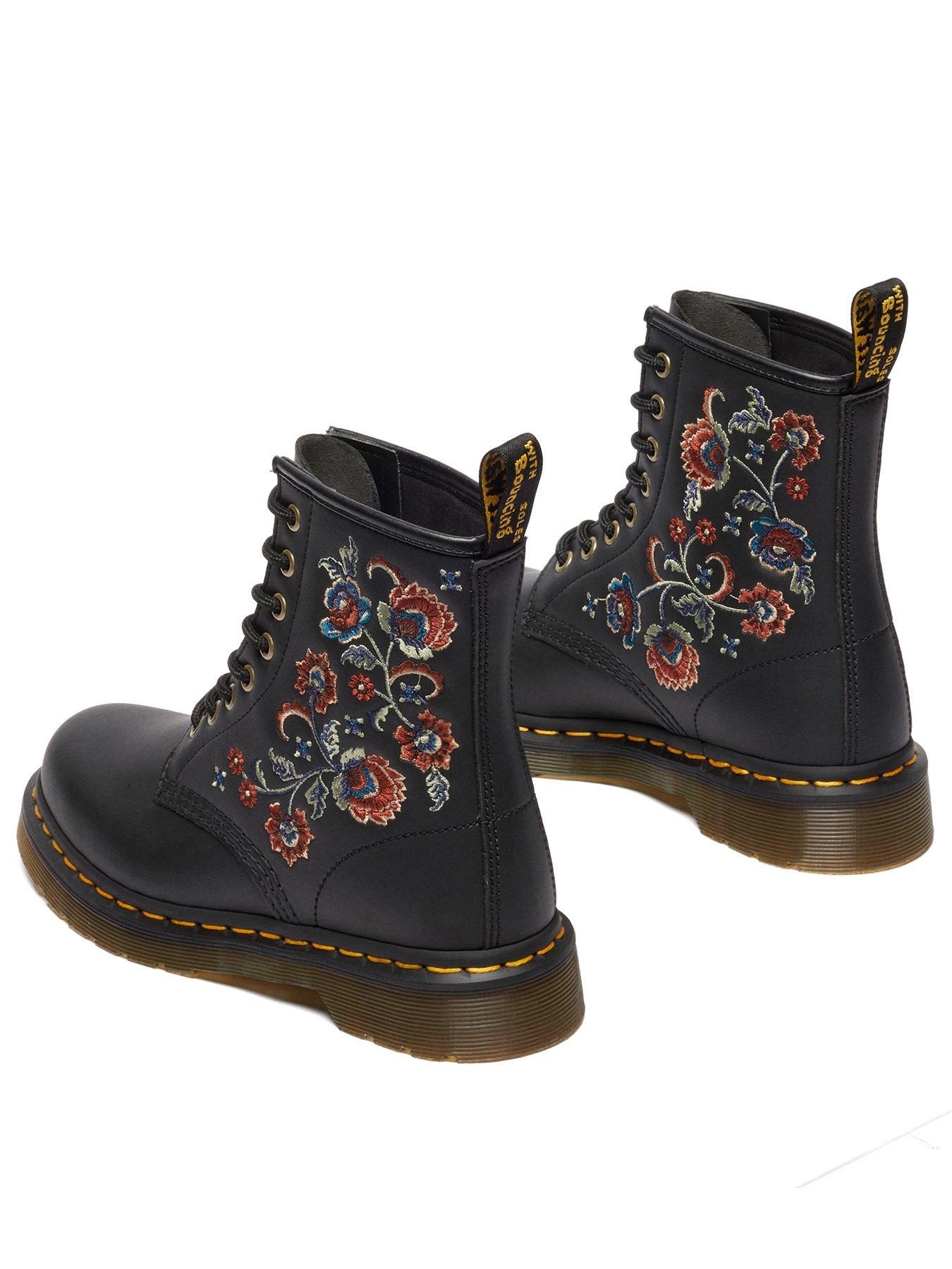 Dr Martens 1460 Vonda Floral 8 Eye Boots - Black | Very