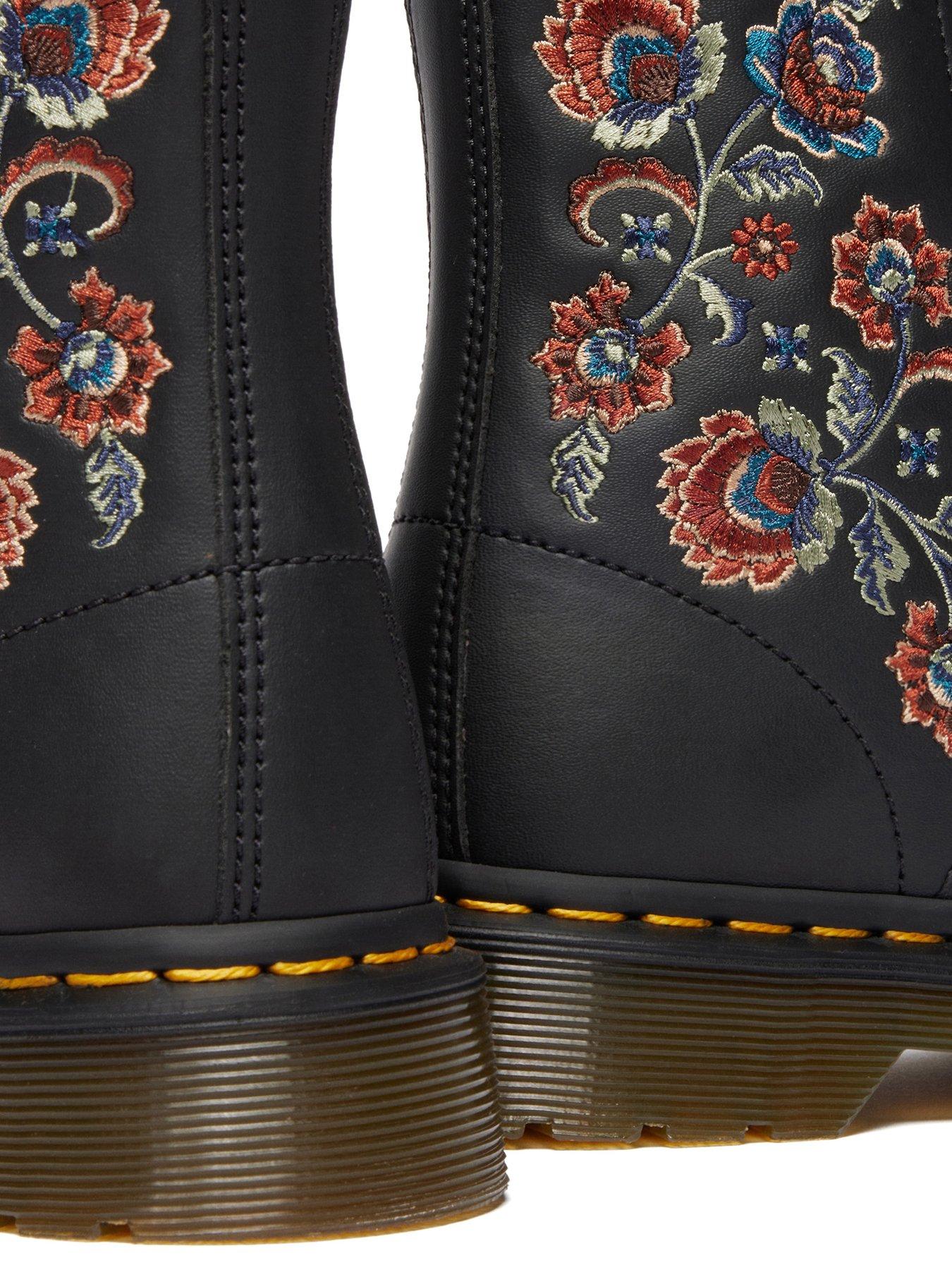 Dr Martens 1460 Vonda Floral 8 Eye Boots - Black | Very