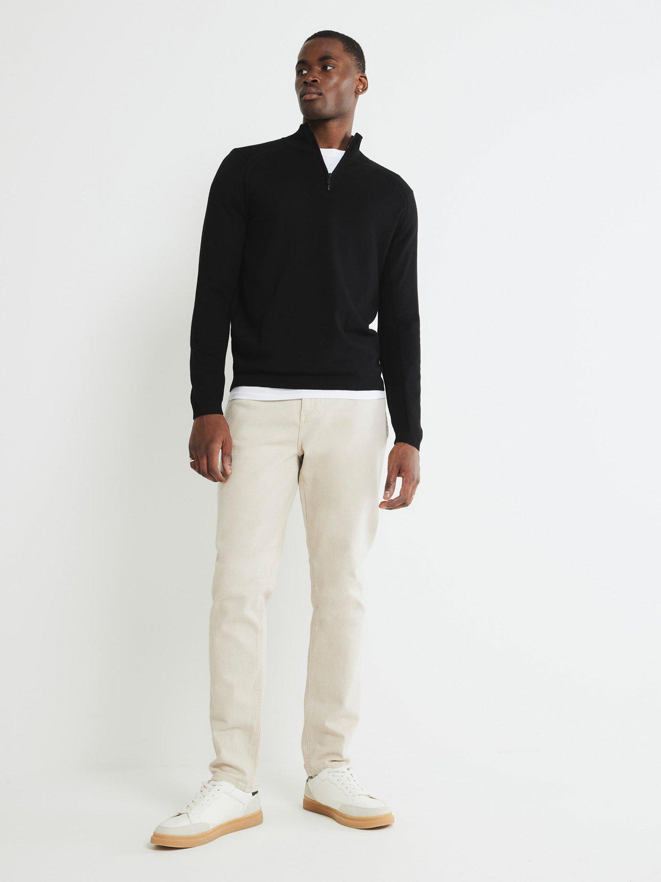 Image 3 of 4 of River Island Smart Viscose Half Zip Knitted Jumper - Black
