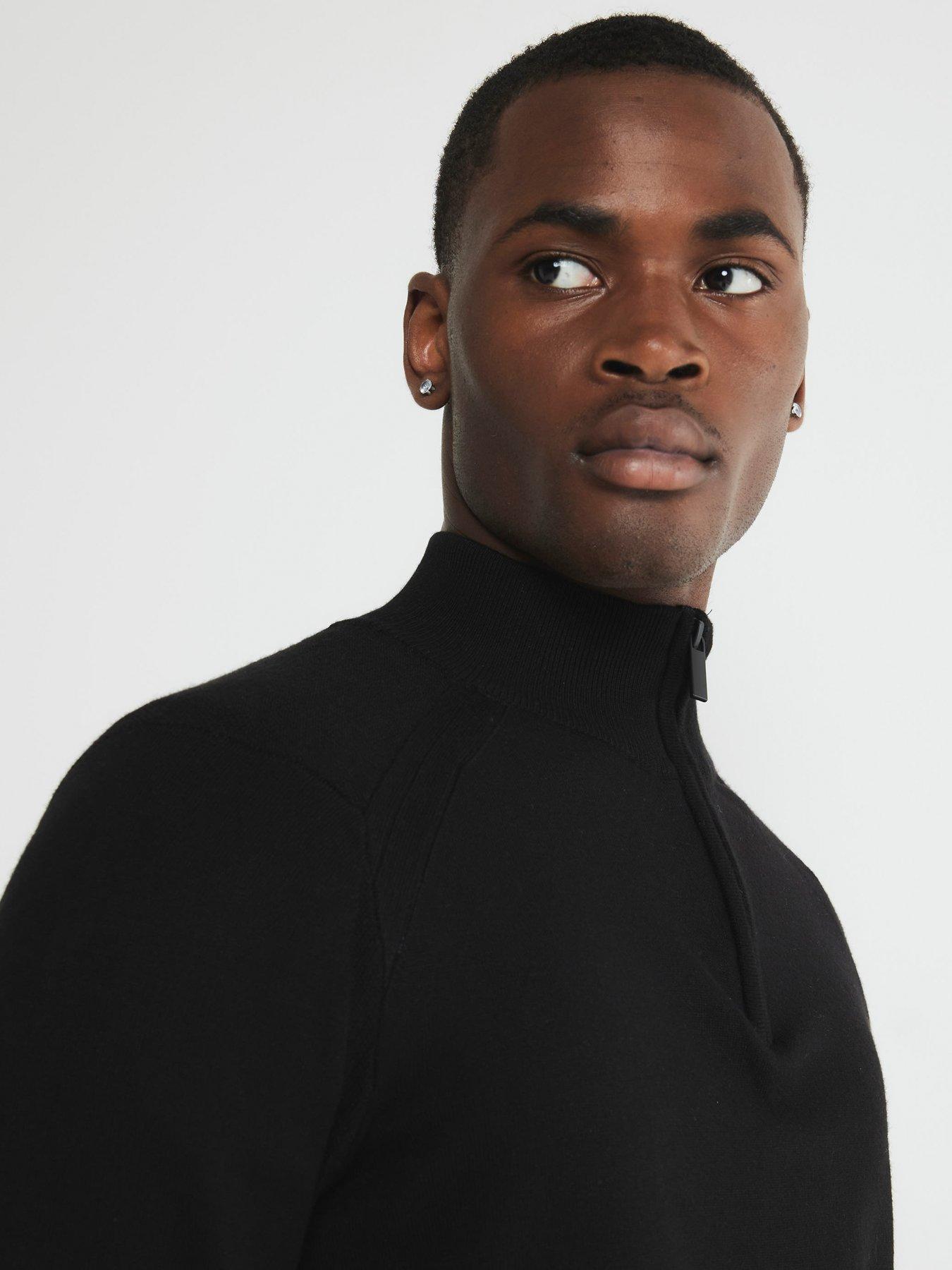 Image 4 of 4 of River Island Smart Viscose Half Zip Knitted Jumper - Black