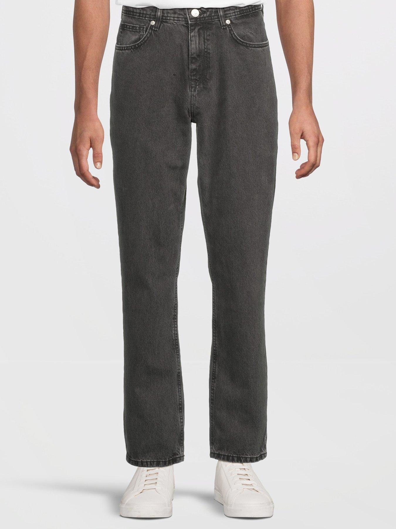 River Island Straight Fit Washed Jean - Black