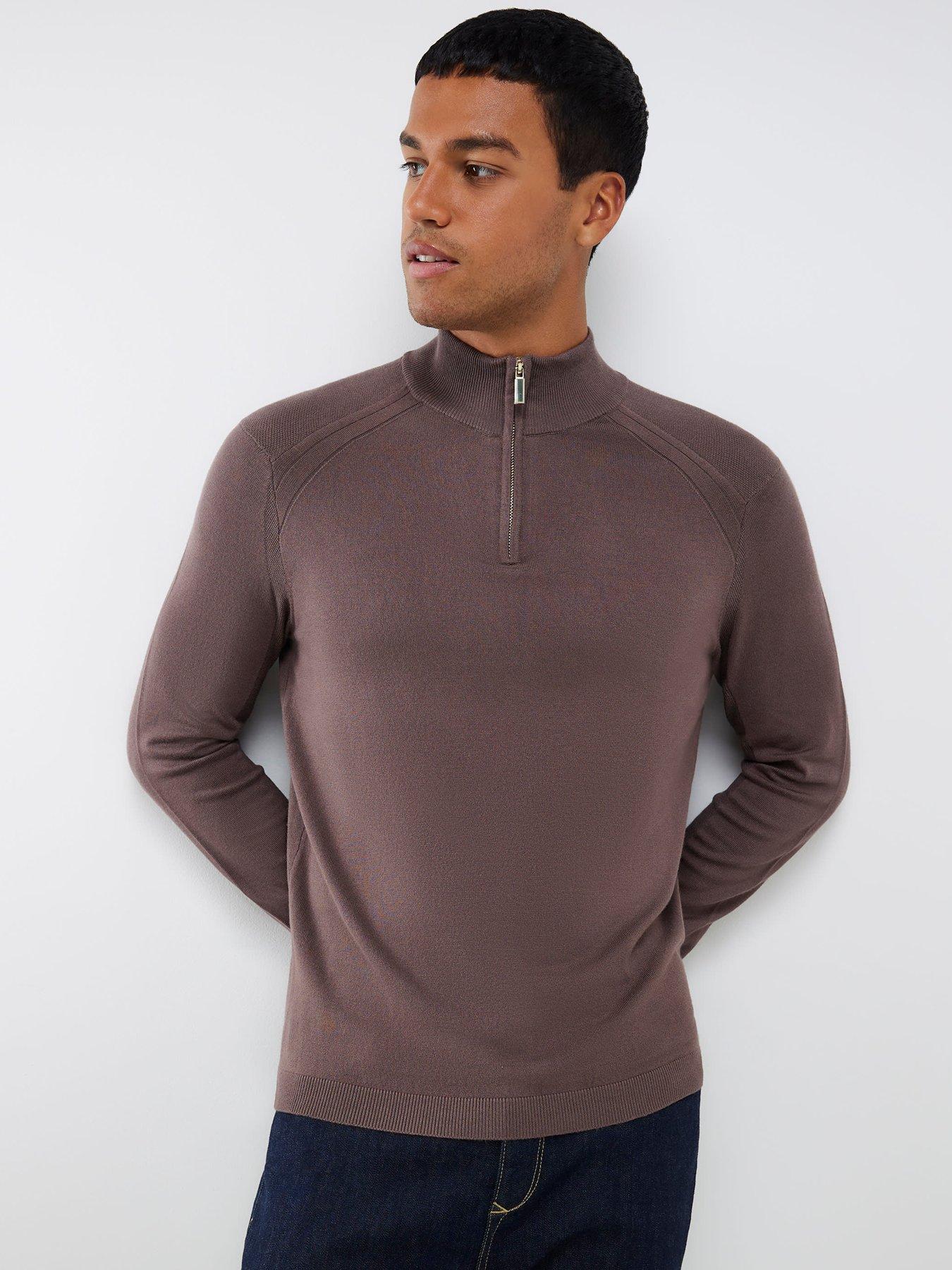 Image 1 of 4 of River Island Smart Viscose Half Zip Knitted Jumper - Purple