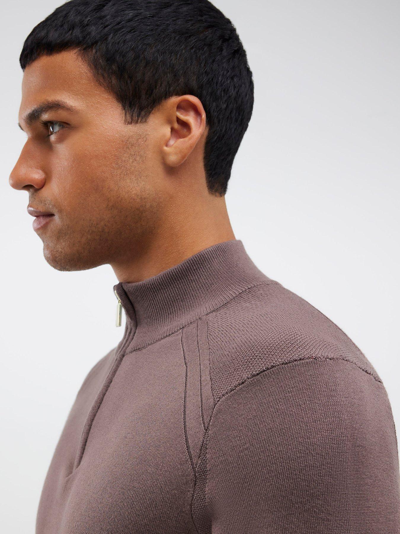 Image 4 of 4 of River Island Smart Viscose Half Zip Knitted Jumper - Purple