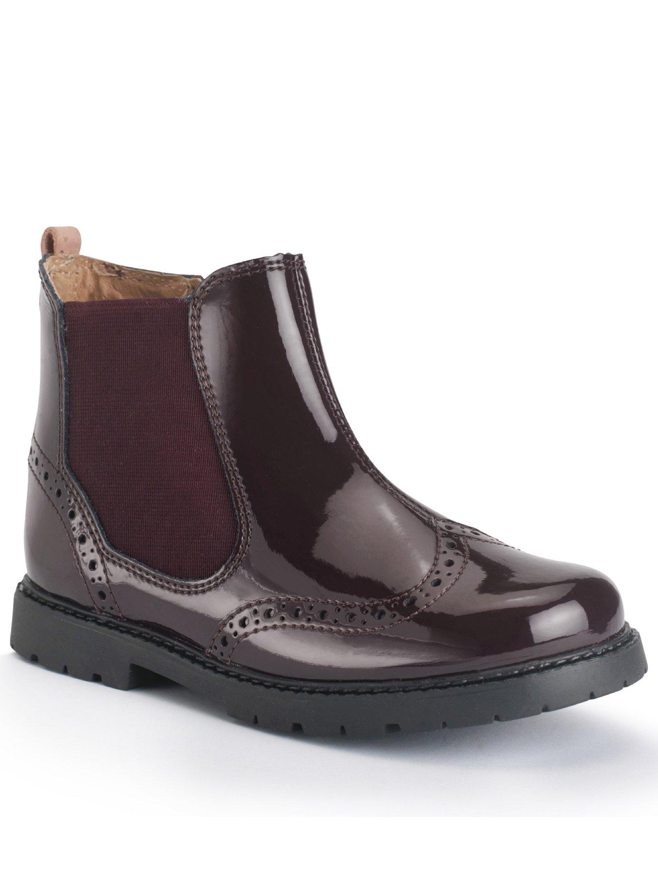 Start-Rite Chelsea Girls Burgundy Patent Zip Up Ankle Boots