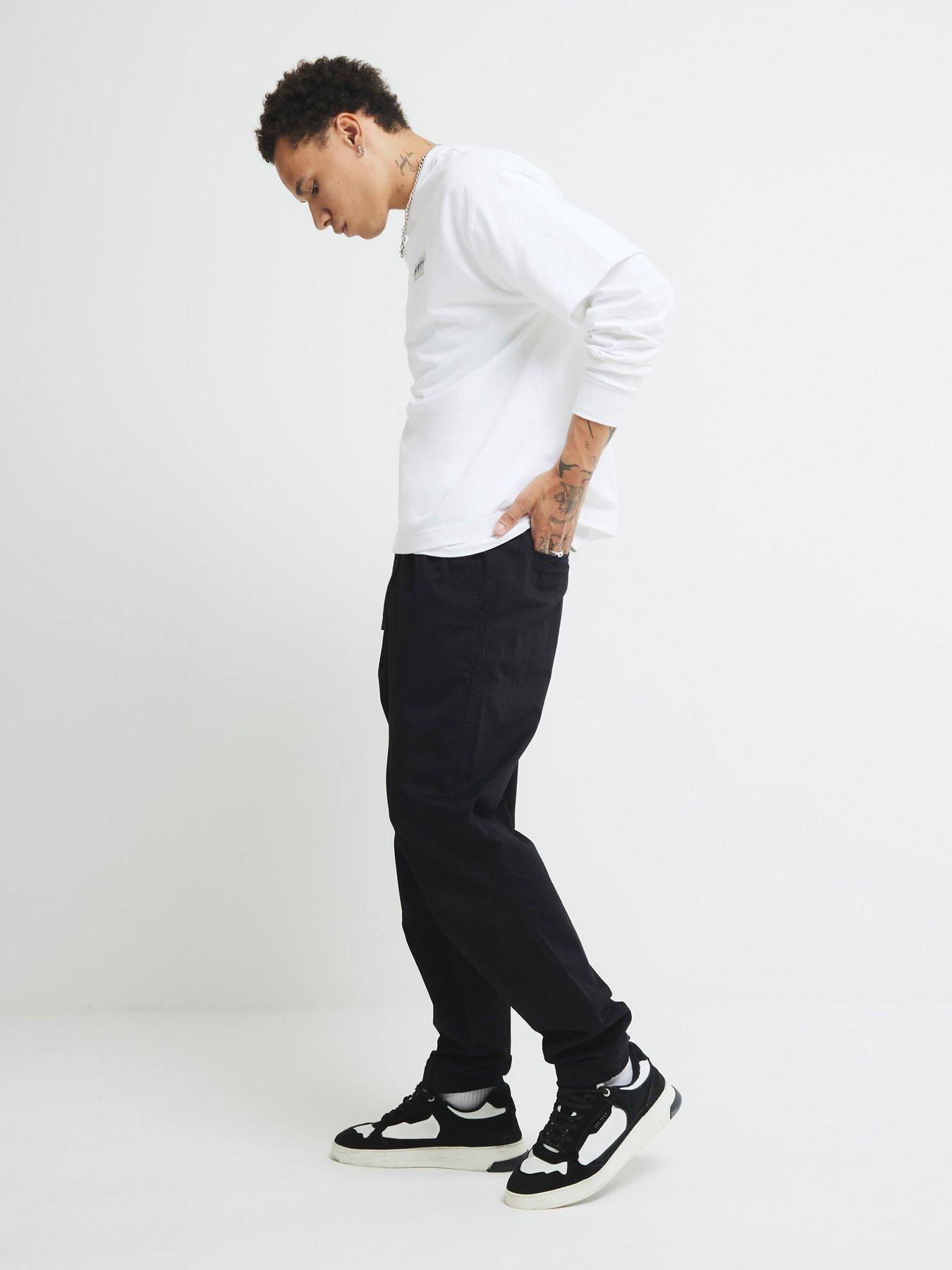 Image 1 of 4 of River Island Hutchinson Pull On Joggers - Black