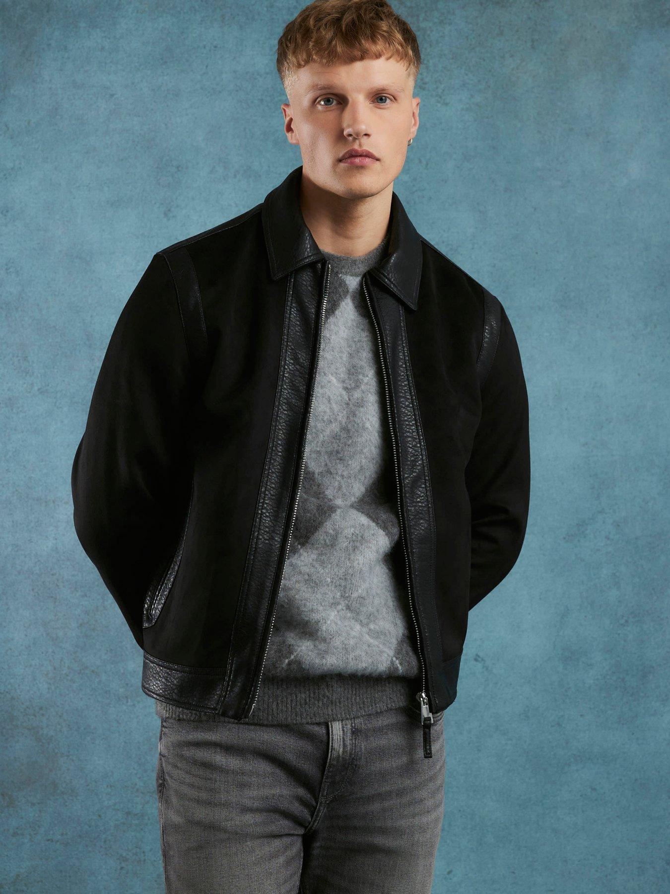 River Island Suedette Pu Collar Jacket - Black