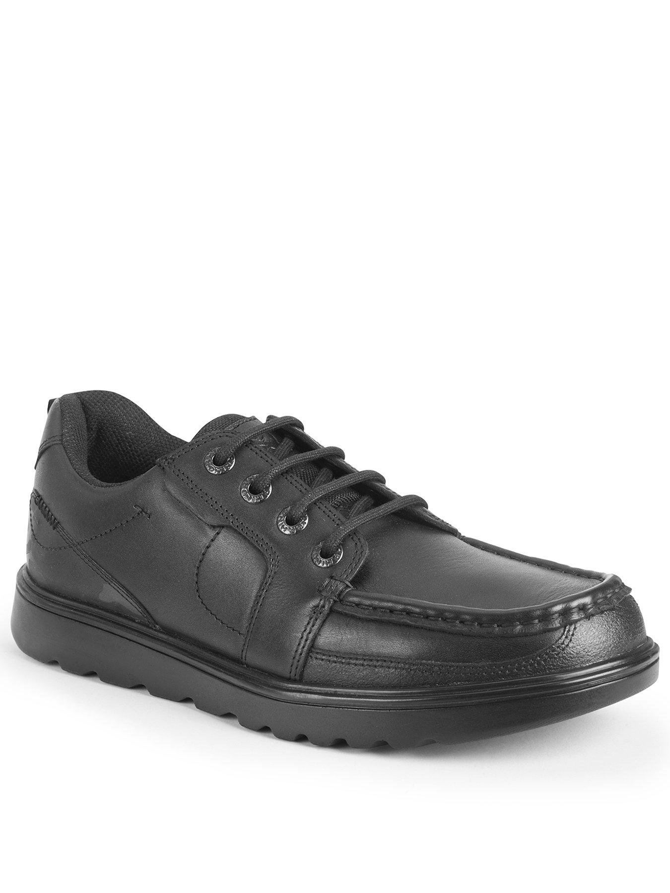 Start-rite Cadet Black Leather Senior Boys Lace Up Mocassin School Shoes, Black, Size 4.5 Older
