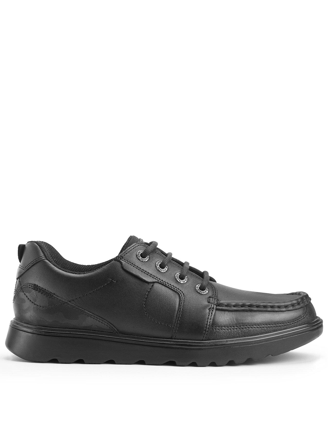 undefined Cadet Black Leather Senior Boys Lace Up Mocassin School Shoes