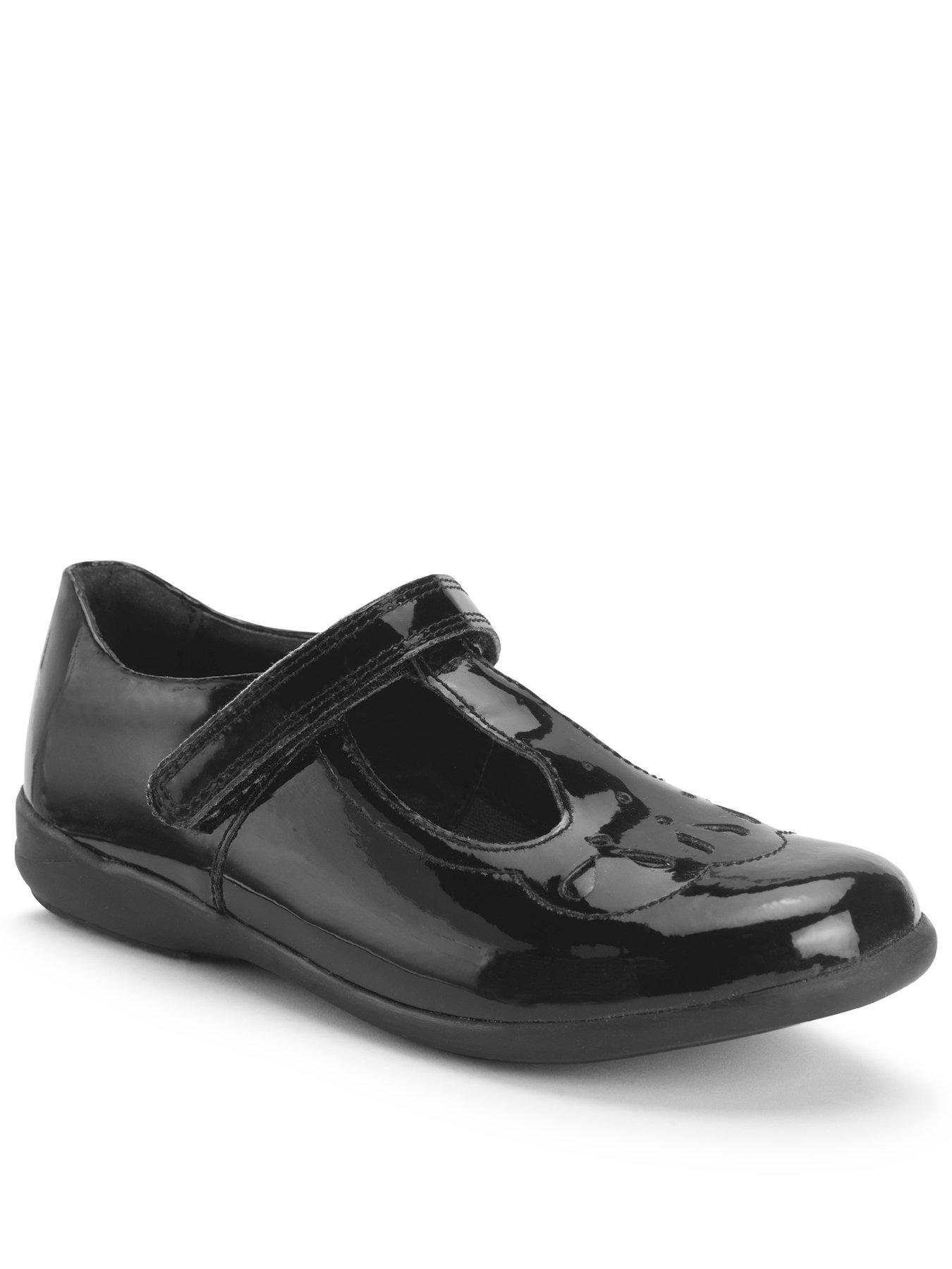 undefined Novel Girls Black Patent T Bar Rip Tape Dual Fit School Shoes