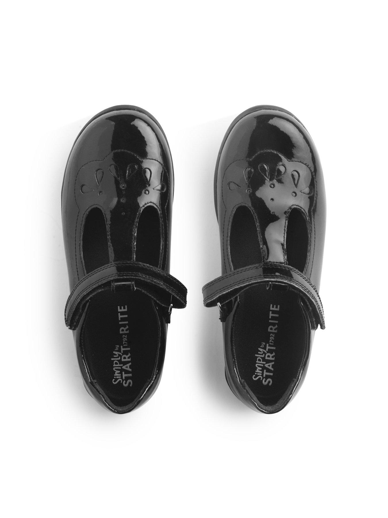 Image 6 of 6 of Start-rite Novel Girls Black Patent T Bar Rip Tape Dual Fit School Shoes