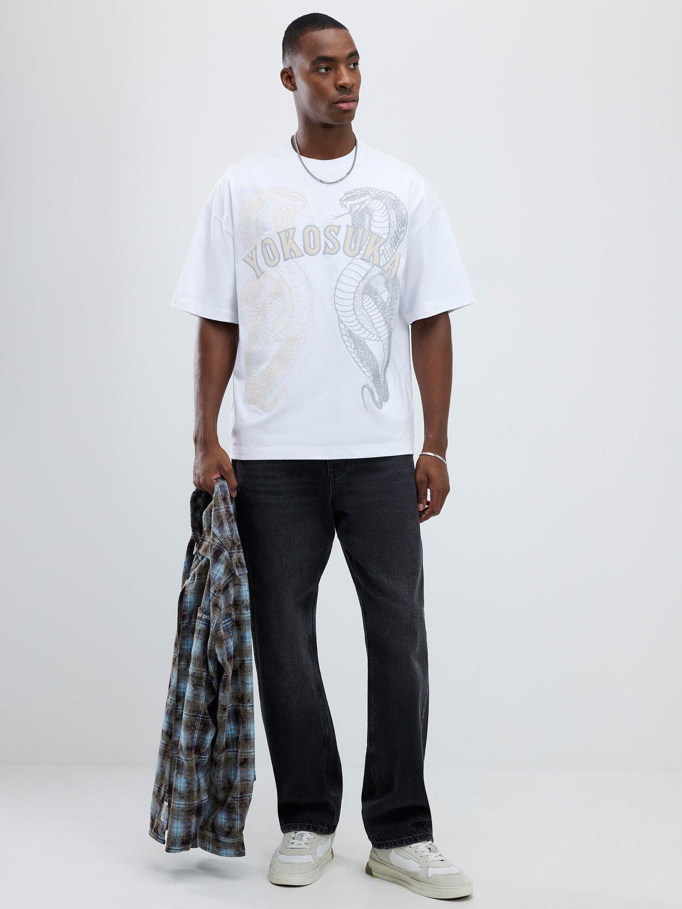 Image 3 of 4 of River Island Short Sleeve Oversized Yokosuka Cobra Backprint T-Shirt - White