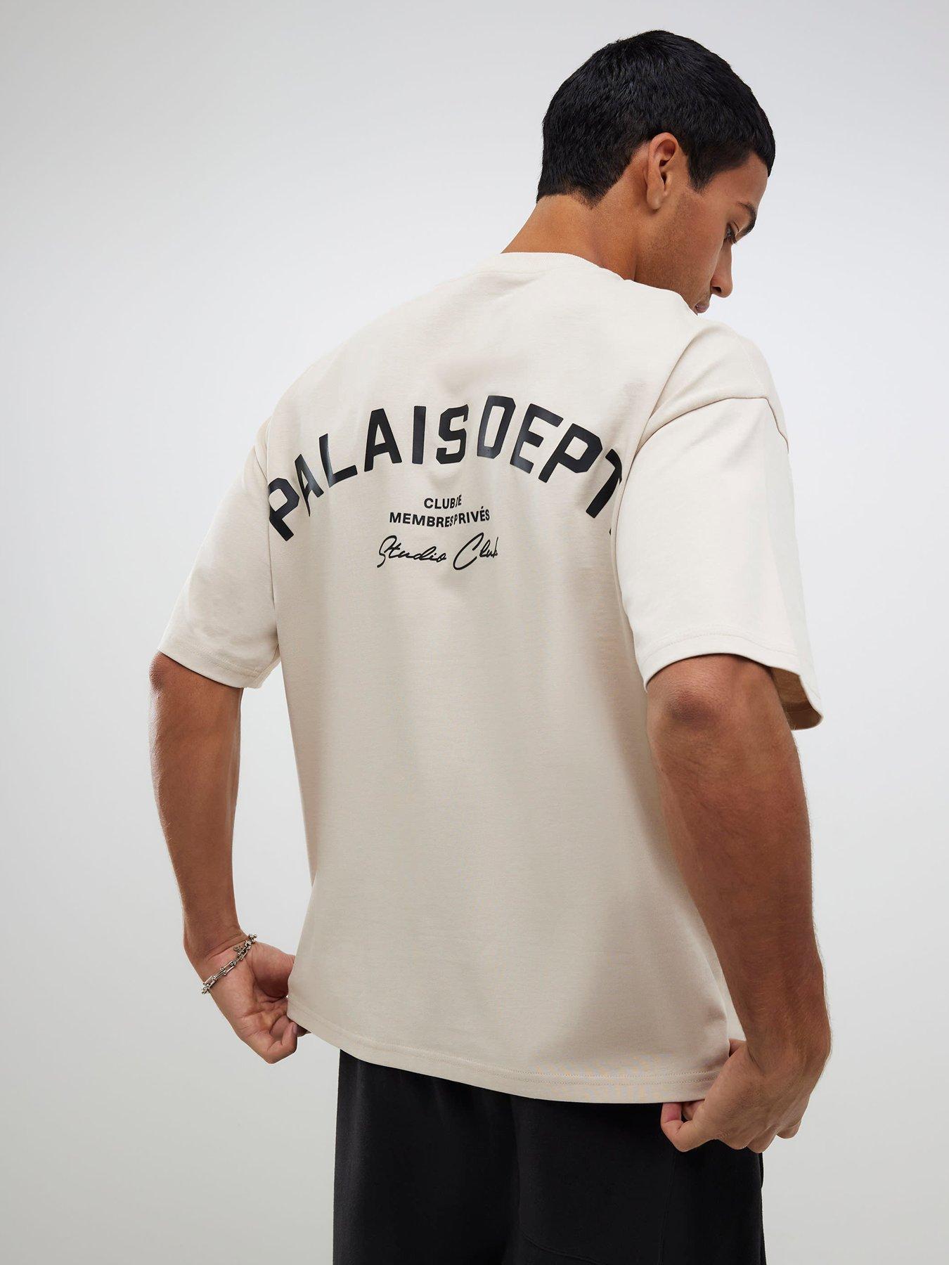 River Island Short Sleeve Over Sized Palais Dept T-Shirt - Light Grey