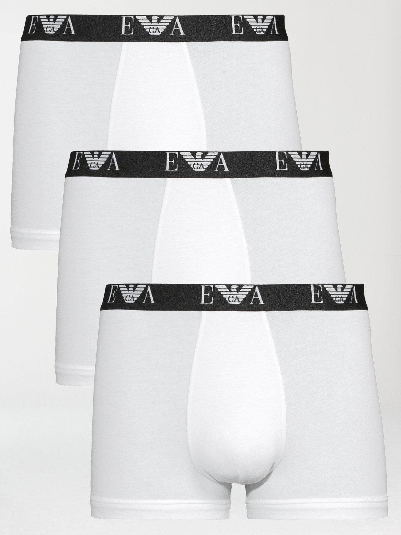 Emporio Armani Bodywear 3 Pack Eva Waistband Stretch Cotton Trunks - White