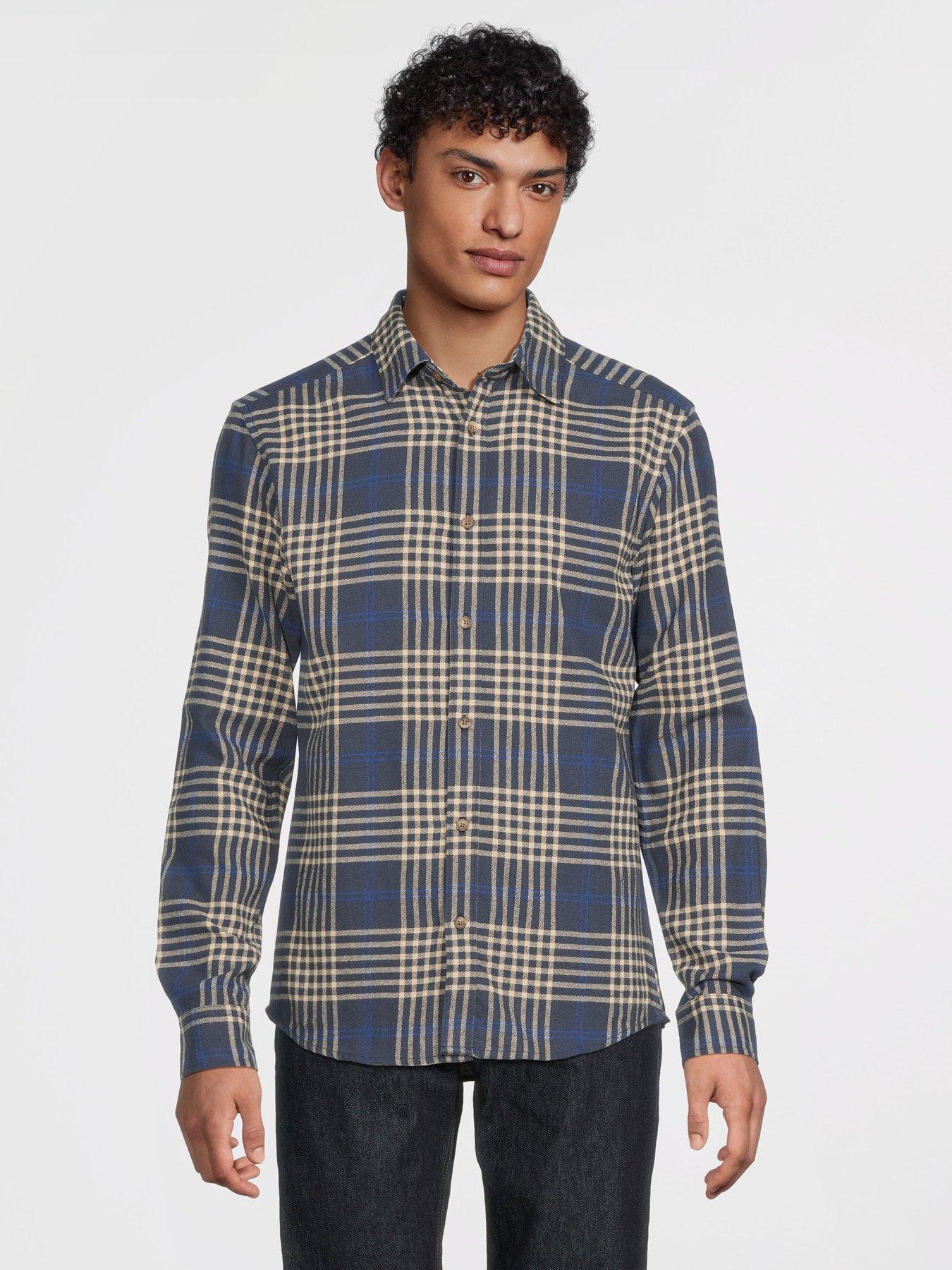 undefined Gudmund Long Sleeve Checked Shirt - Blue