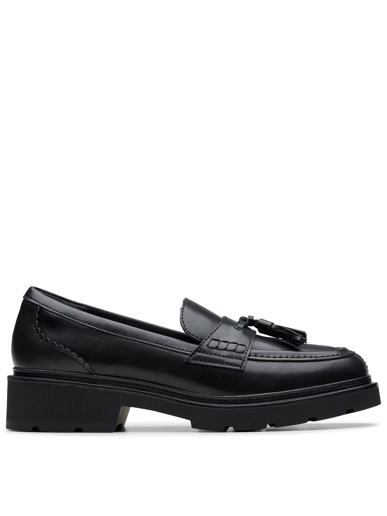 Clarks Lauryl Tassel Leather Loafers - Black