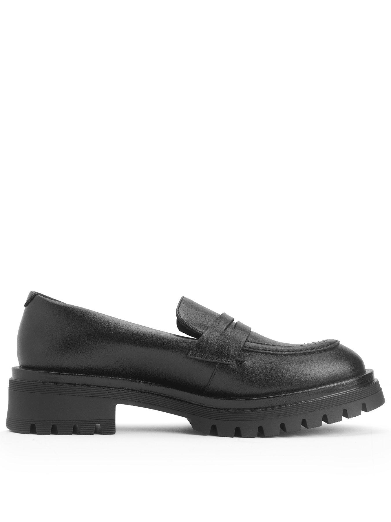 undefined Paris Angry Angels Girls Black Leather Slip On School Shoes