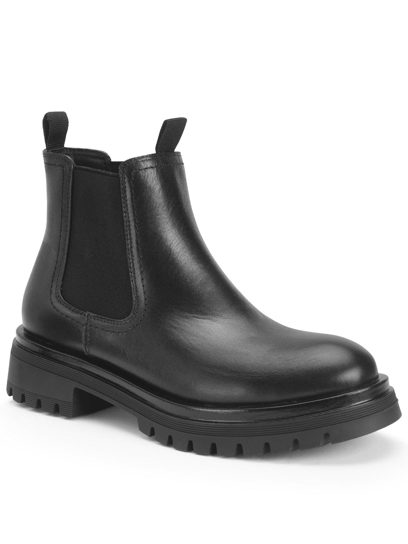undefined London Girls Angry Angels Black Leather Chunky Chelsea Boots