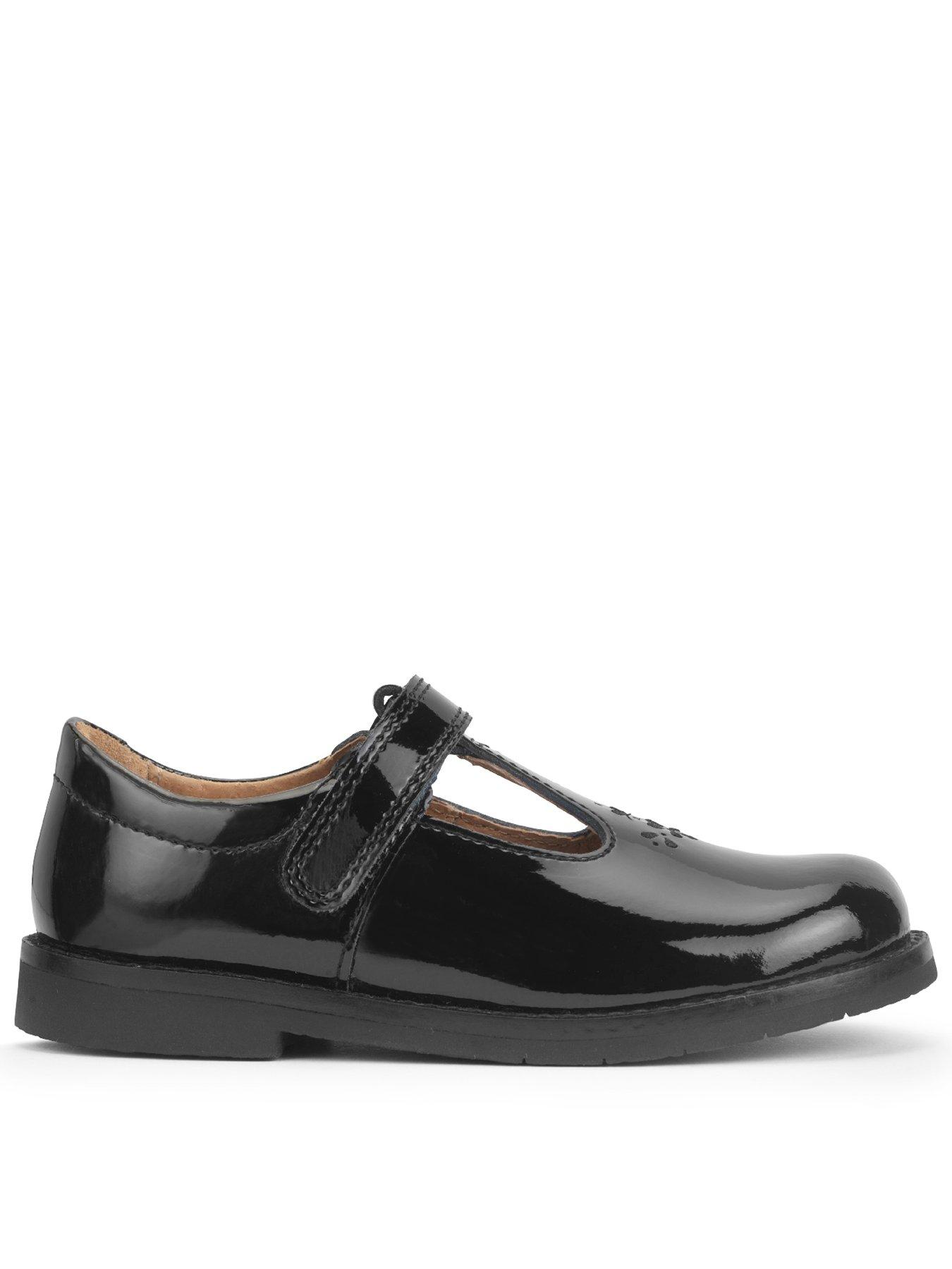 Start-rite Luxe Girls Black Patent T-bar Rip Tape First School Shoes