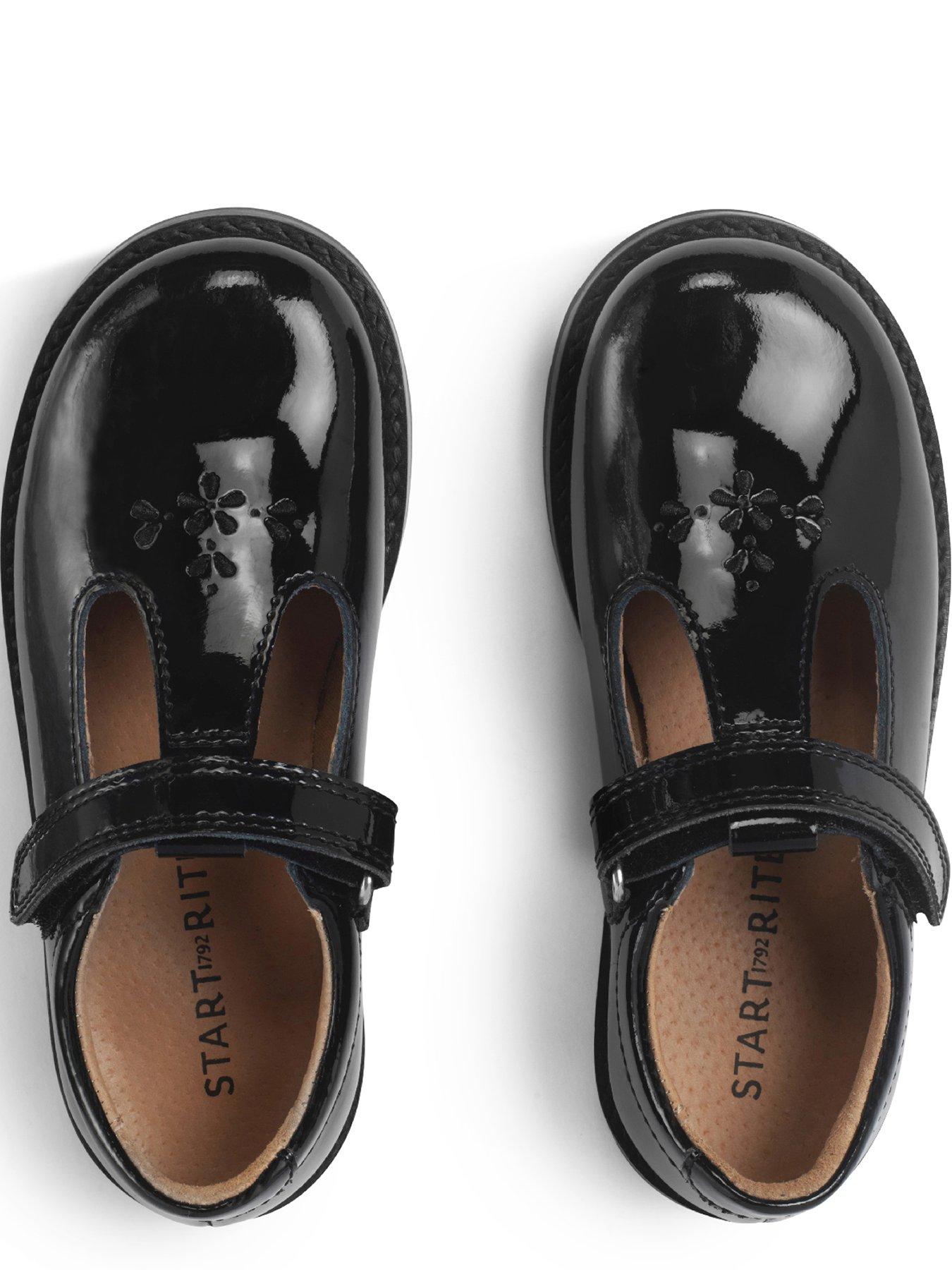 Image 5 of 6 of Start-rite Luxe Girls Black Patent T-bar Rip Tape First School Shoes