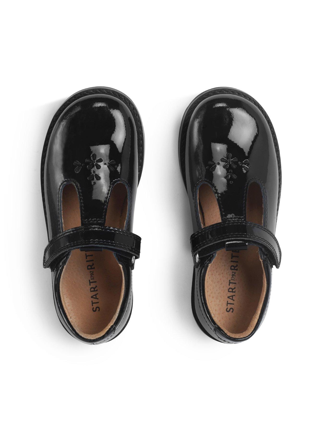 Image 6 of 6 of Start-rite Luxe Girls Black Patent T-bar Rip Tape First School Shoes