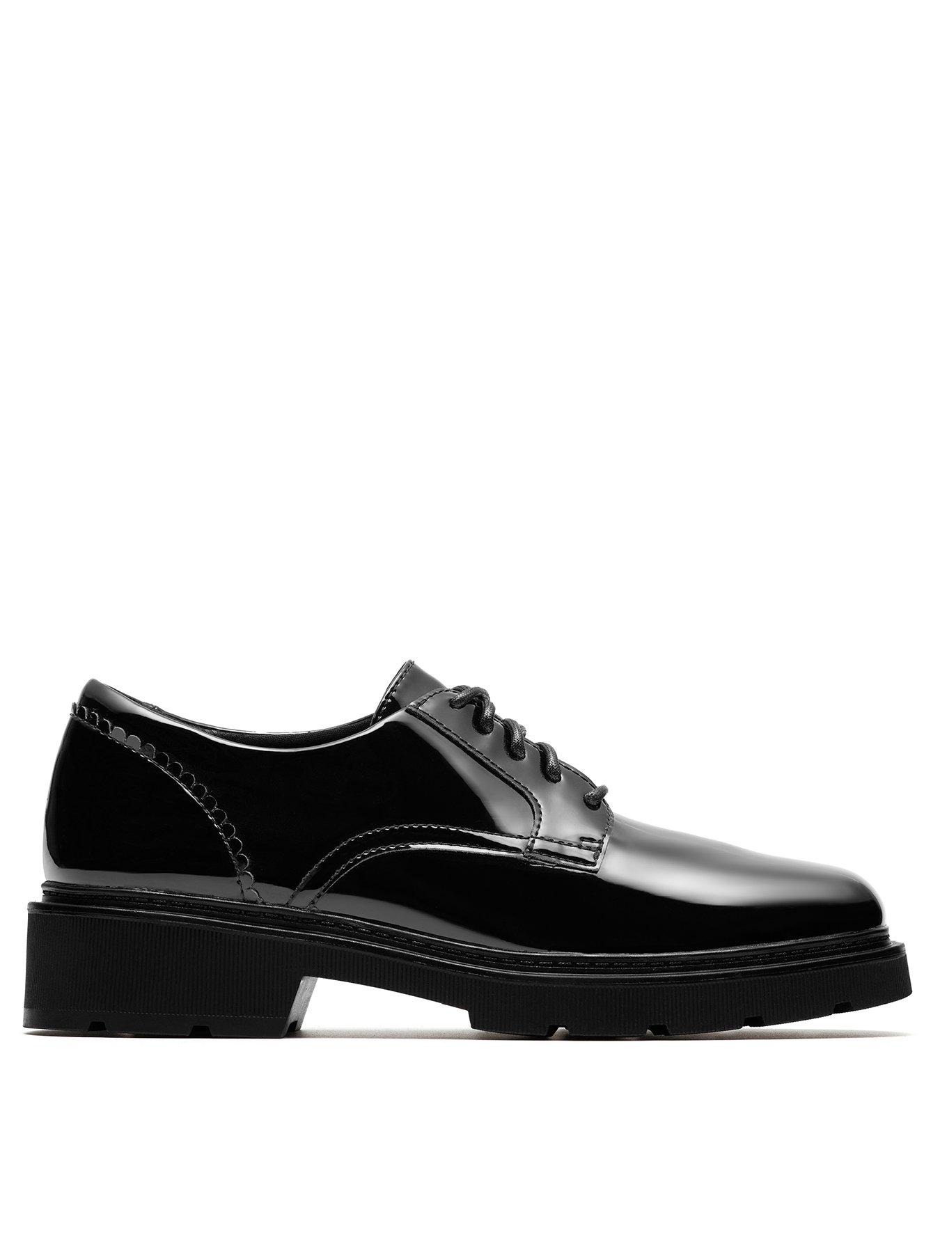 Clarks Wide Fit Lauryl Lace Patent Shoes - Black | Very