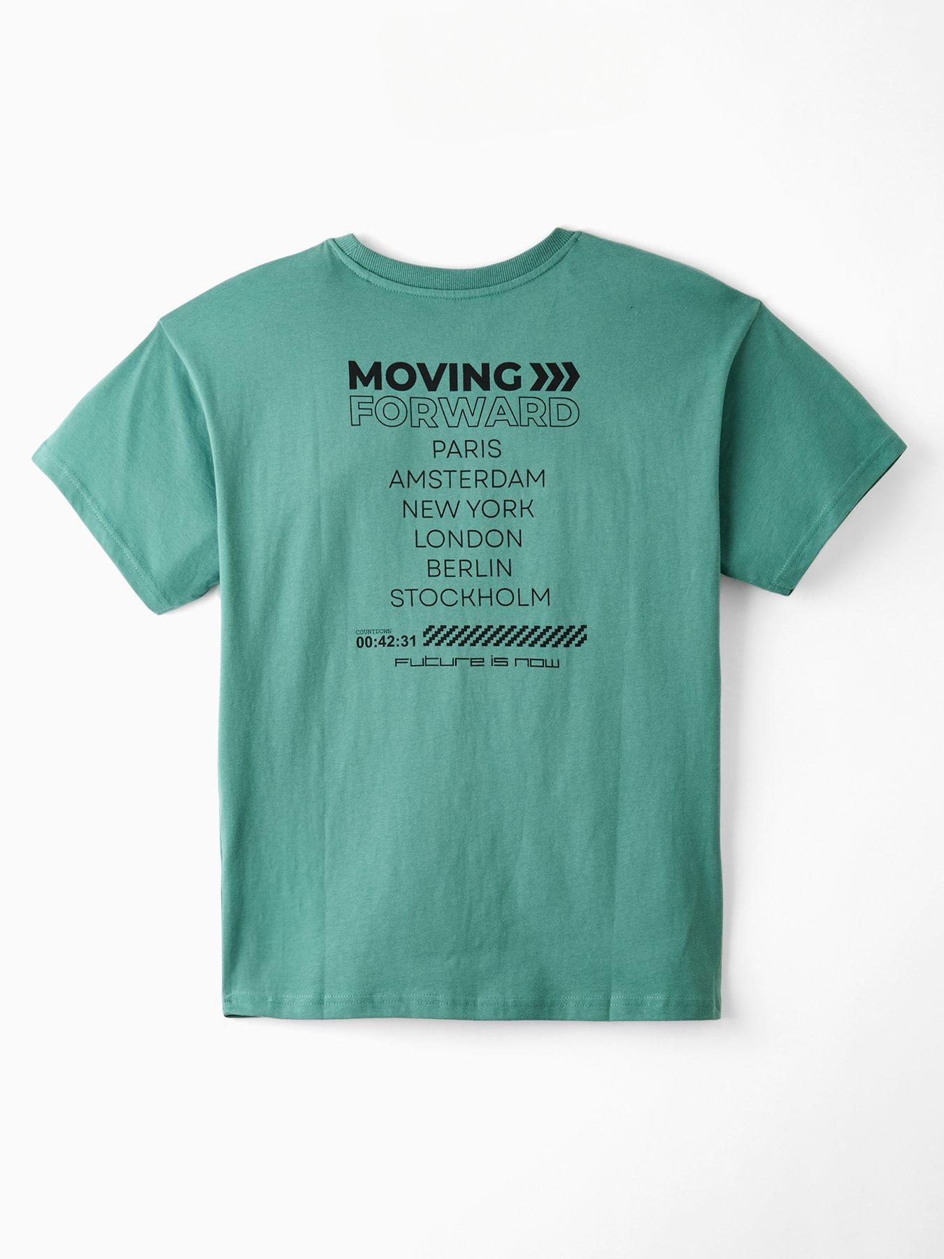 The Very Collection Boys Back Print Multi City Short Sleeve T-Shirt - Green