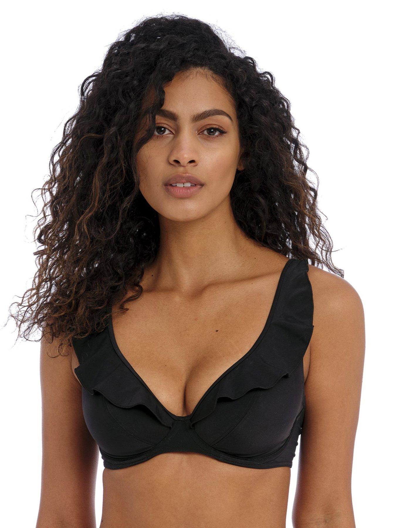 undefined Jewel Cove Underwire High Apex Bikini Top- Black