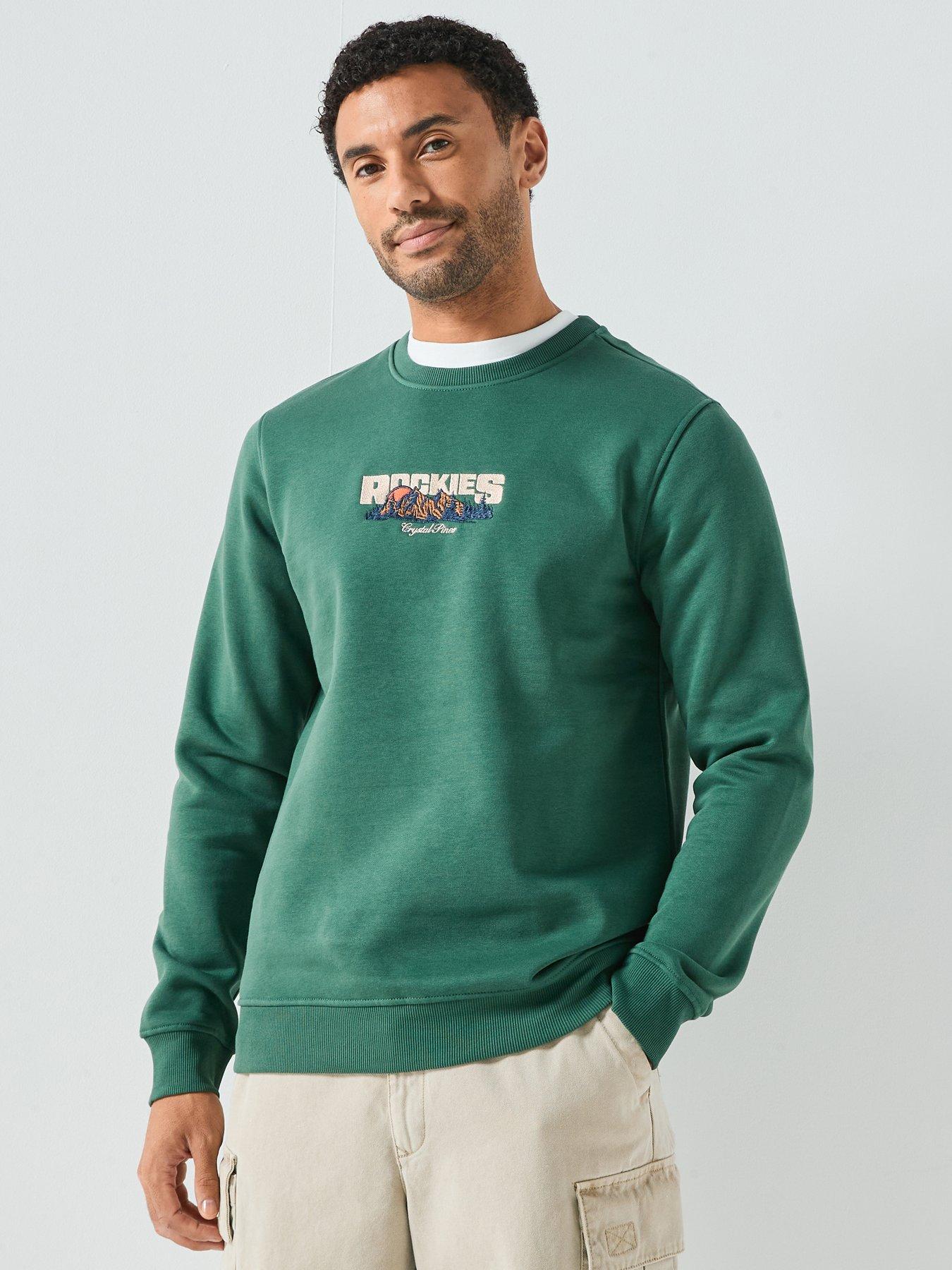 Image 1 of 6 of ONLY & SONS Connor Simple Life Crew Sweat - Green