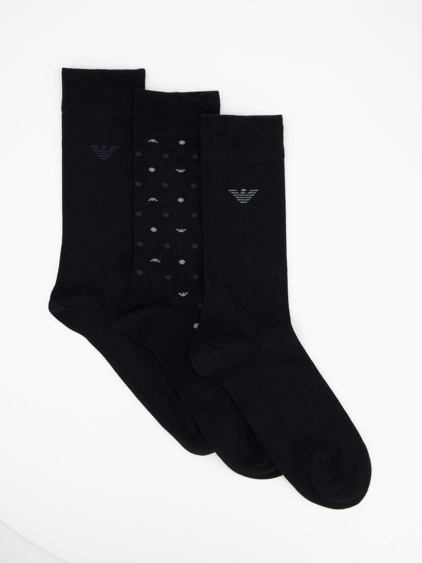 undefined 3 Pack Allover Eagle Crew Socks - Black