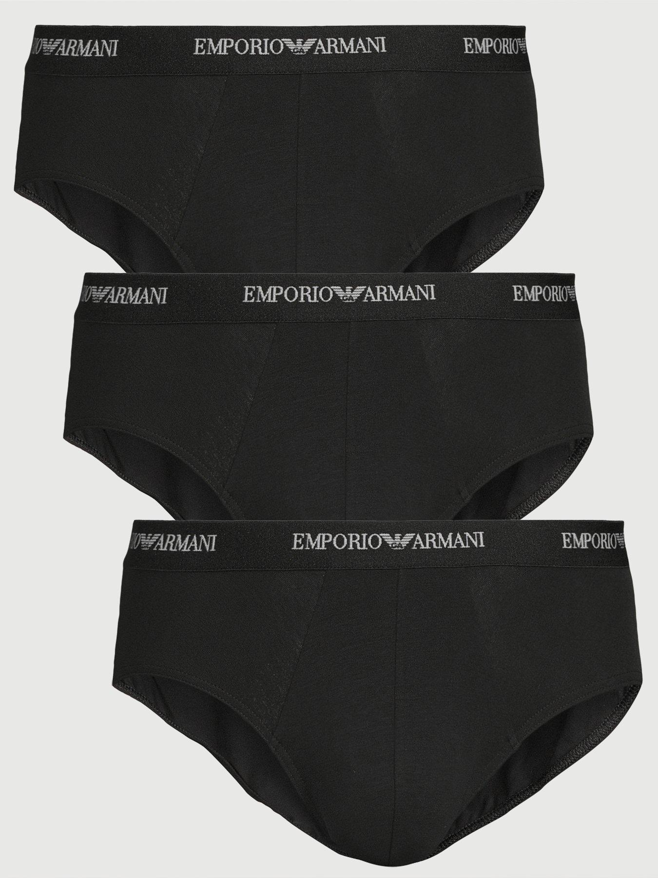 Emporio Armani Bodywear 3 Pack Eva Waistband Stretch Cotton Briefs - Black
