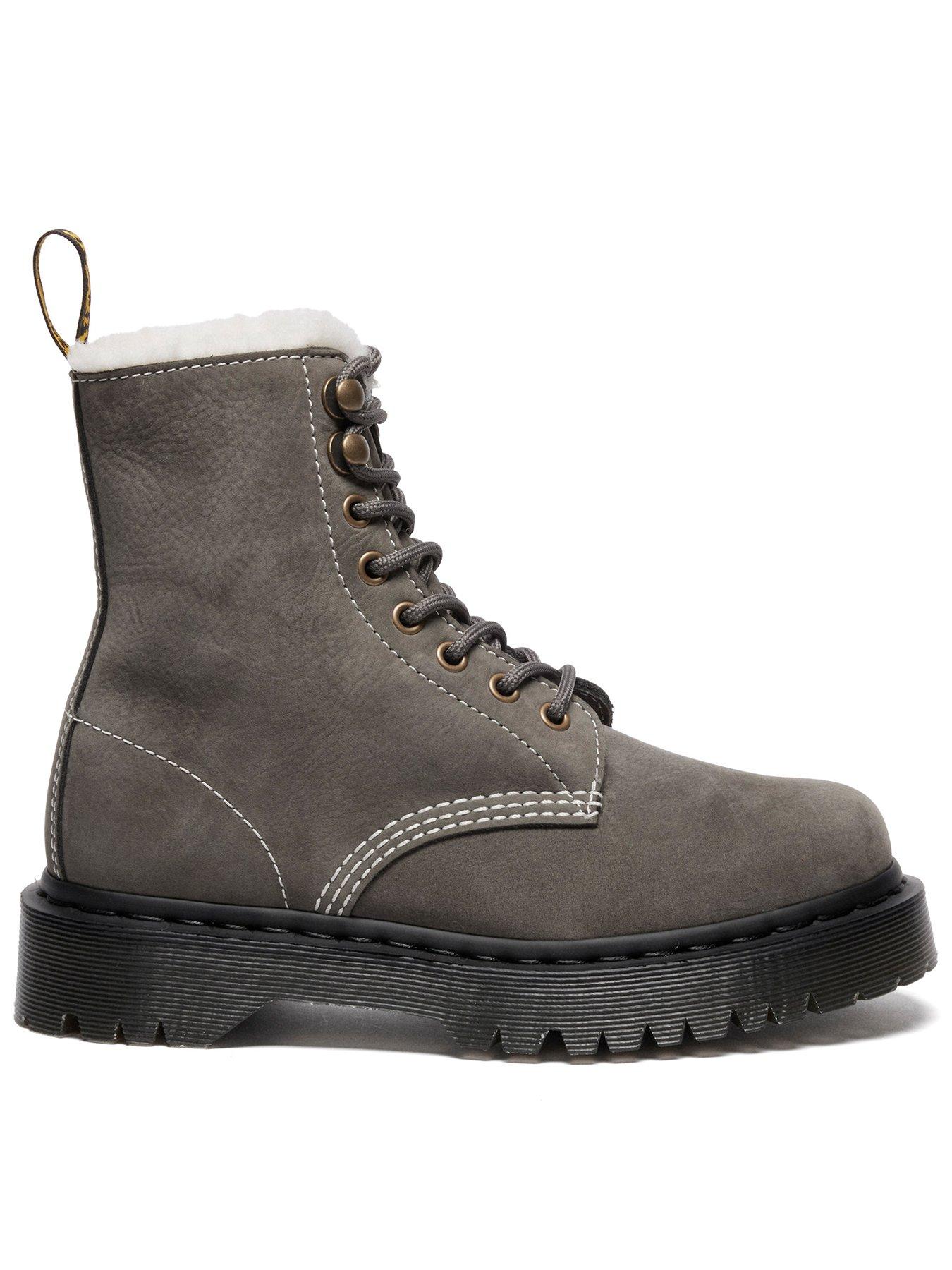 Dr Martens 1460 Pascal Bex 8 Eye Boot Gunmetal Milled Nubuck - Grey