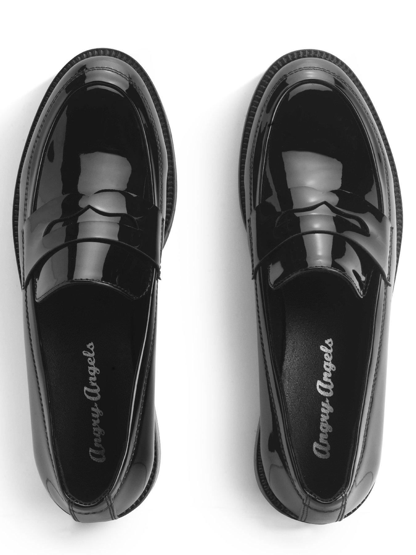 Start-rite Milan Angry Angels Girls Black Patent Slip On Loafer School ...