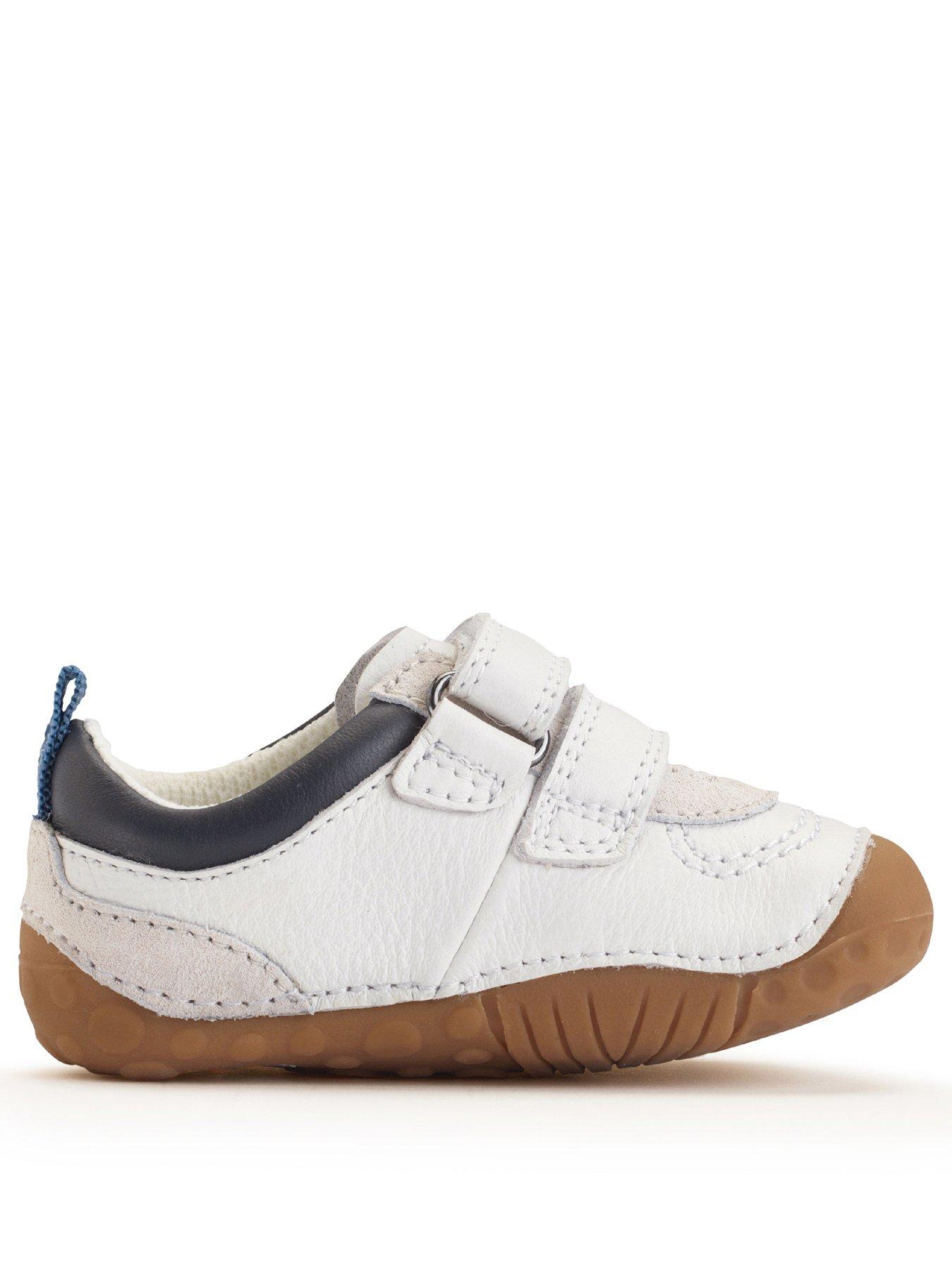 Start-rite Zap White Leather/Suede Baby Boys Rip Tape Pre-walking
