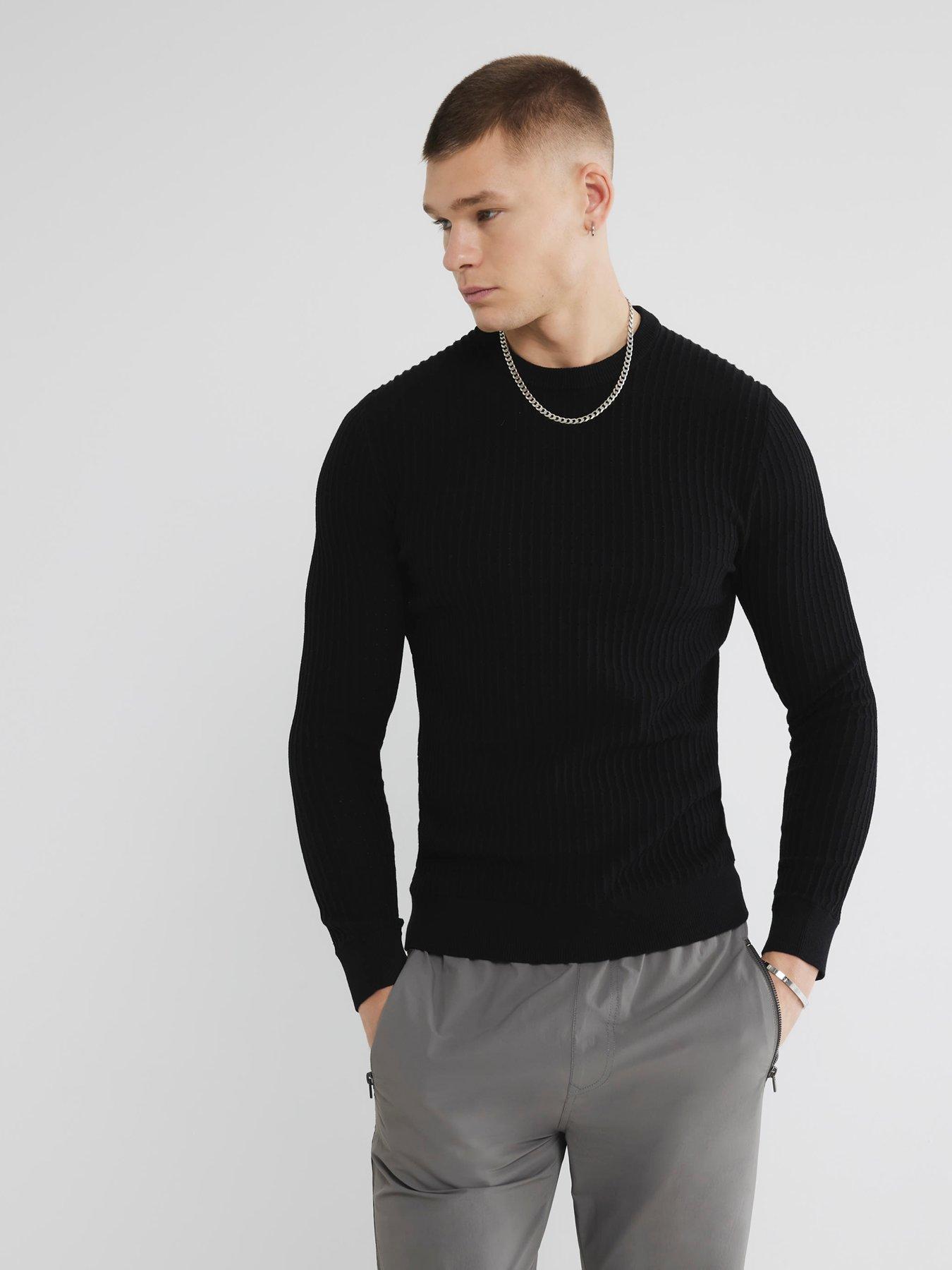 River Island Brick Muscle Fit Knitted Jumper Black Very
